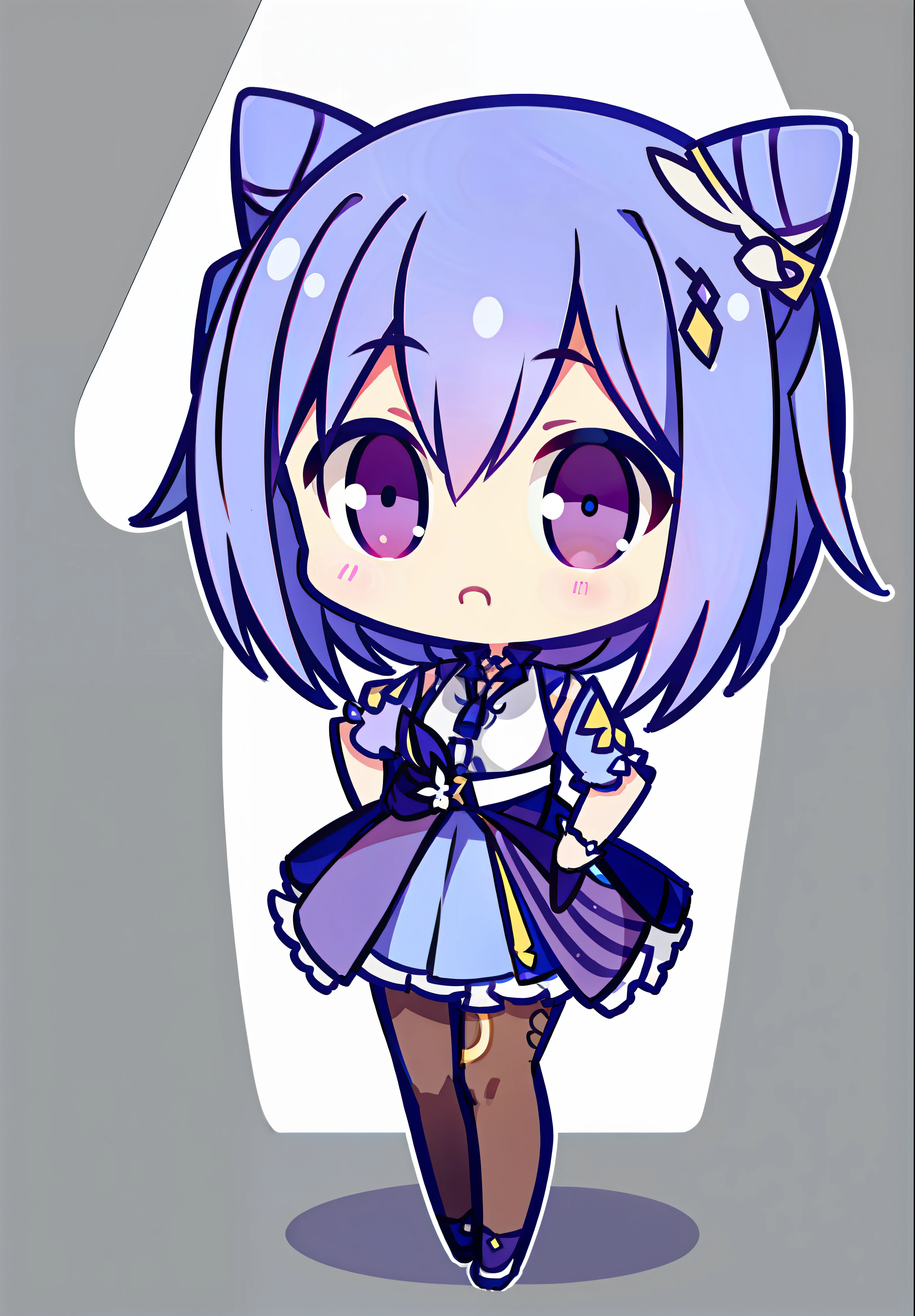 Chibi, full body, white background, solidbackground, simple background, high details, UHD, keqingdef