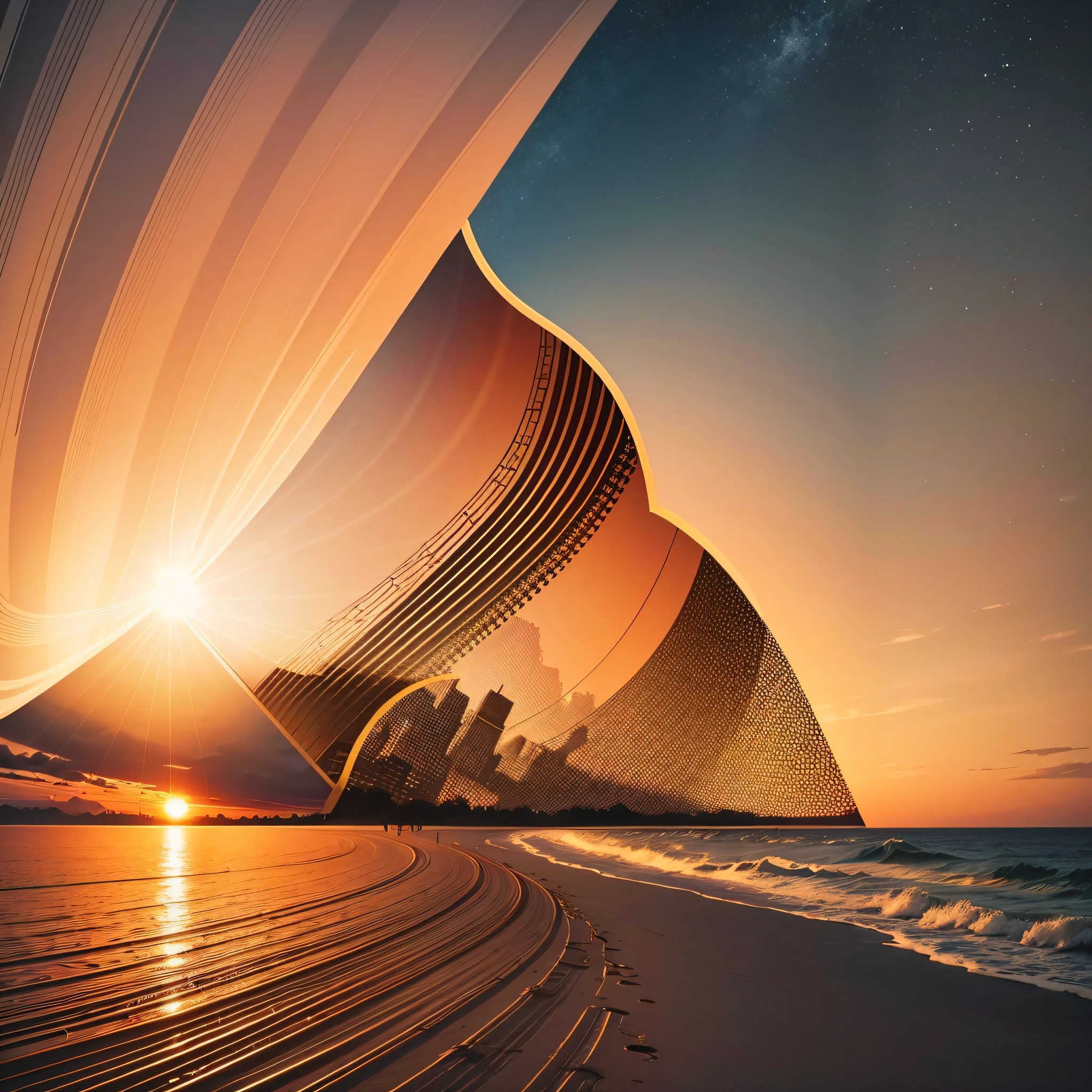 Close-up of poster with sunrise as background --auto --s2