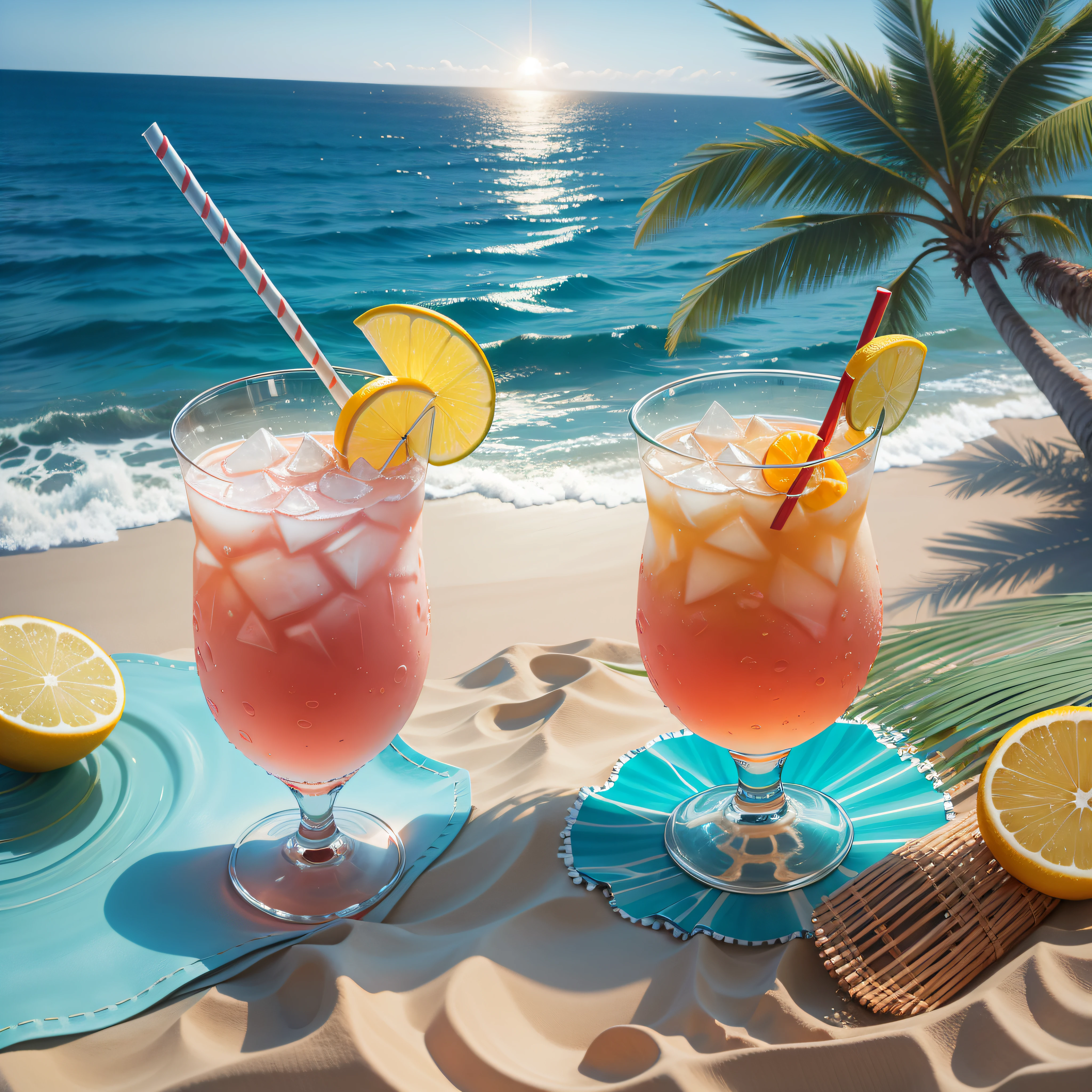 Sea and sand with cocktails