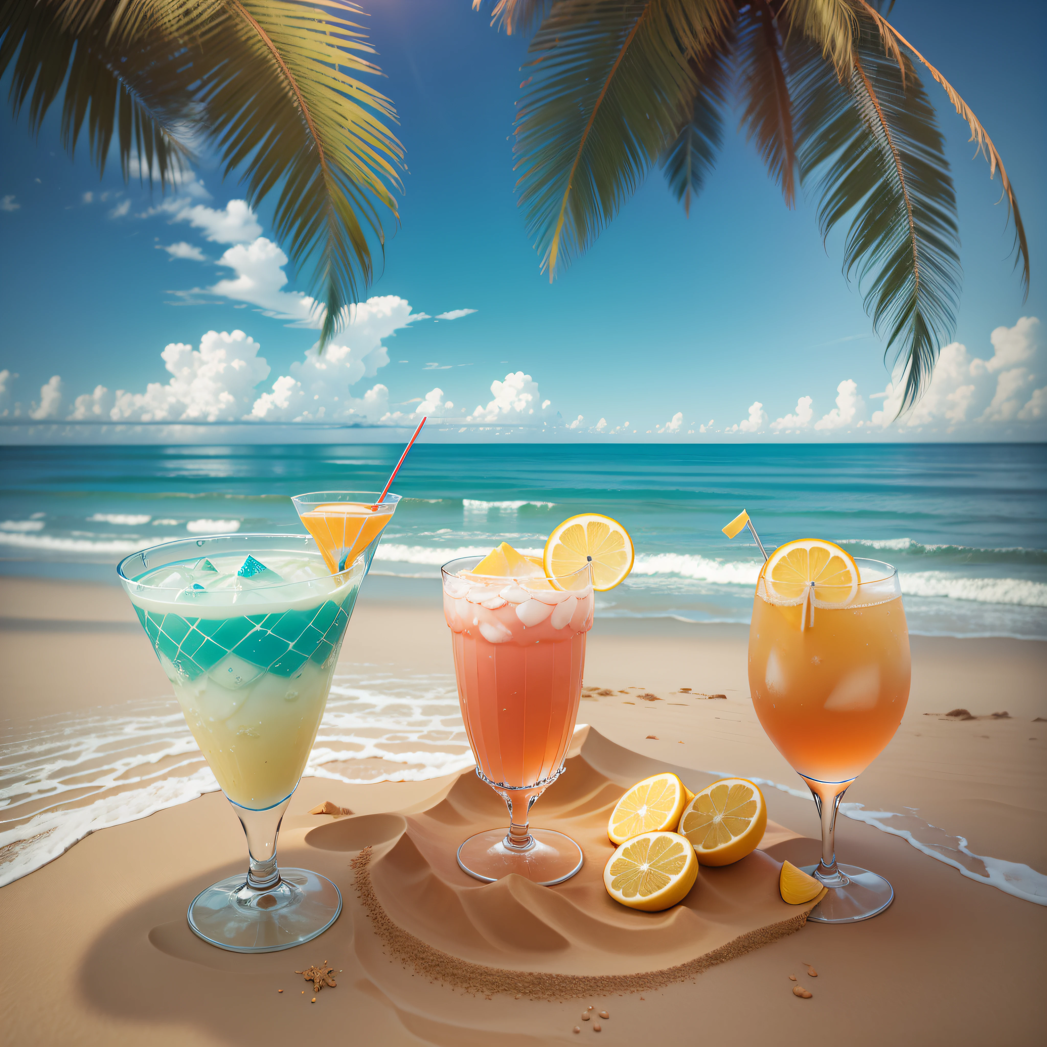Sea and sand with cocktails