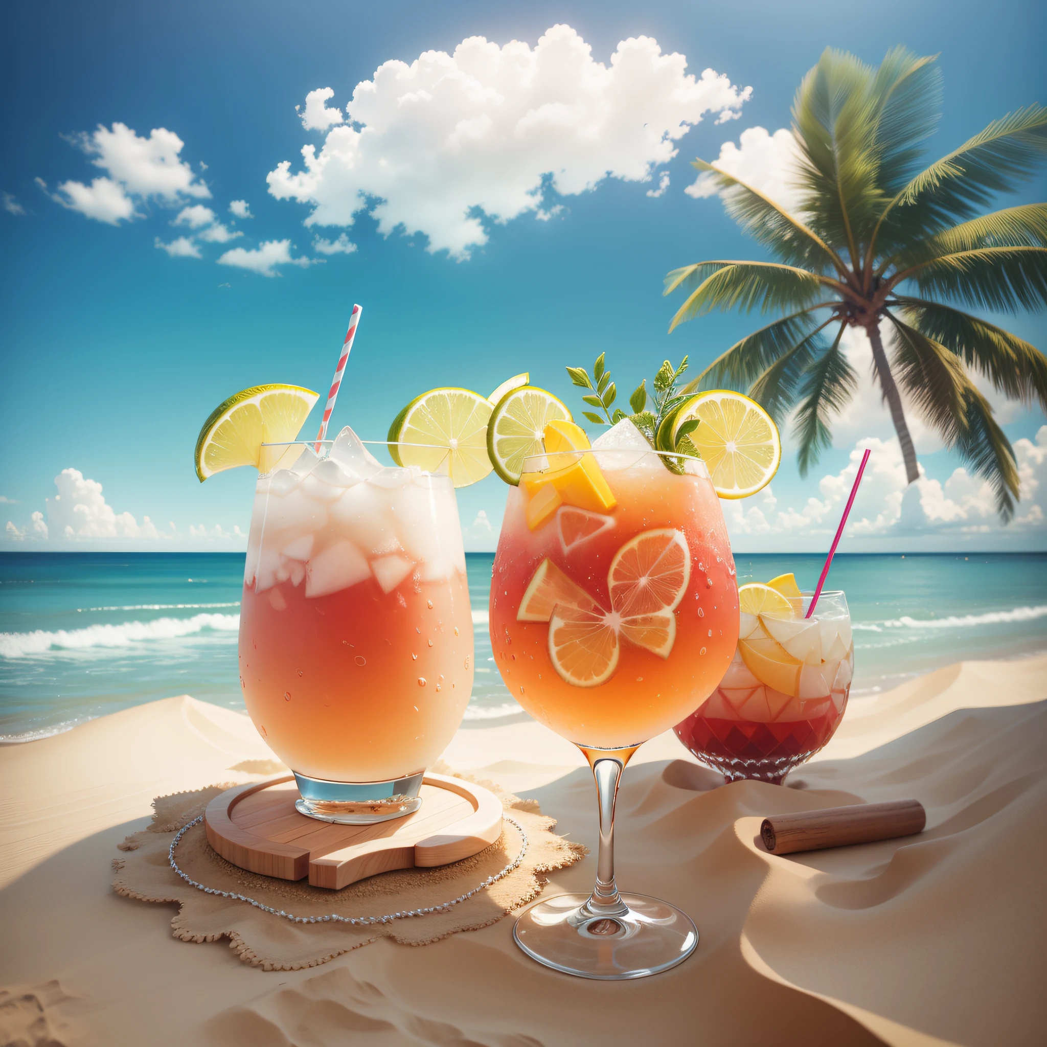 Sea and sand with cocktails
