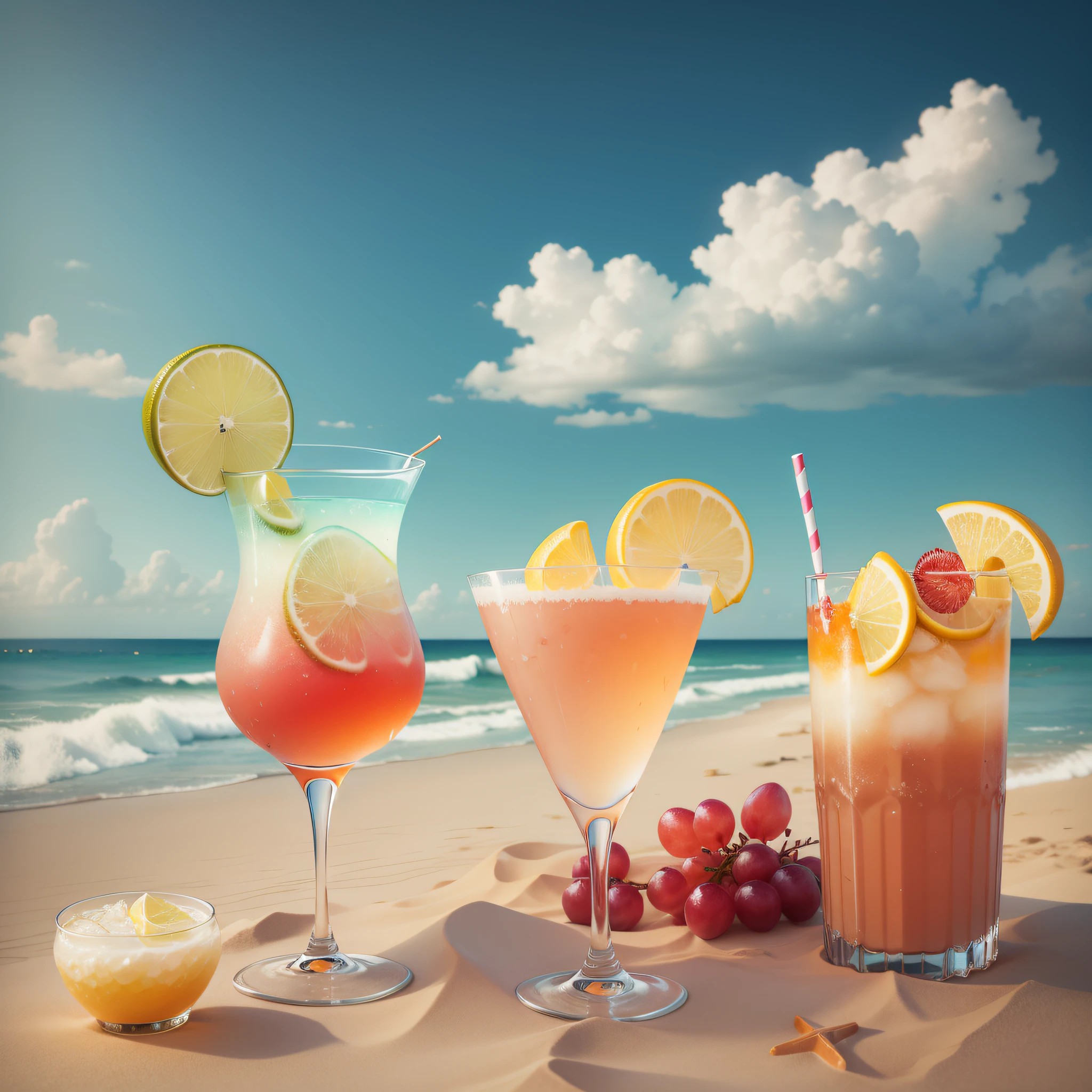 Sea and sand with cocktails