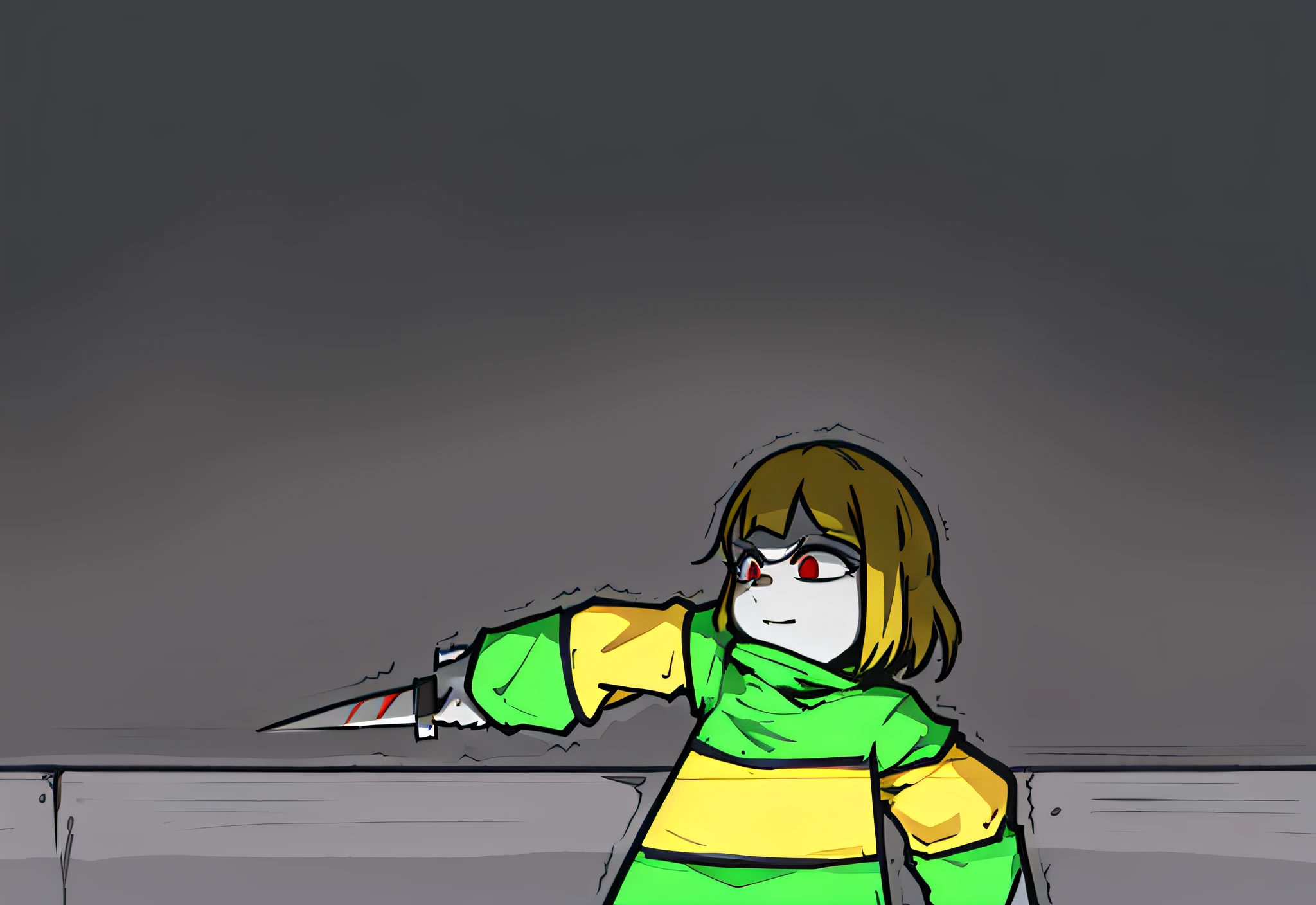 cartoon of a woman holding a knife in her right hand, yume nikki, petscop, asriel dreemurr, undertale, holding knife, holding a knife, attack pose, female protagonist 👀 :8, wielding knife, sans undertale, “uwu the prismatic person, markiplier with a knife, pp, wielding a knife, in an anime