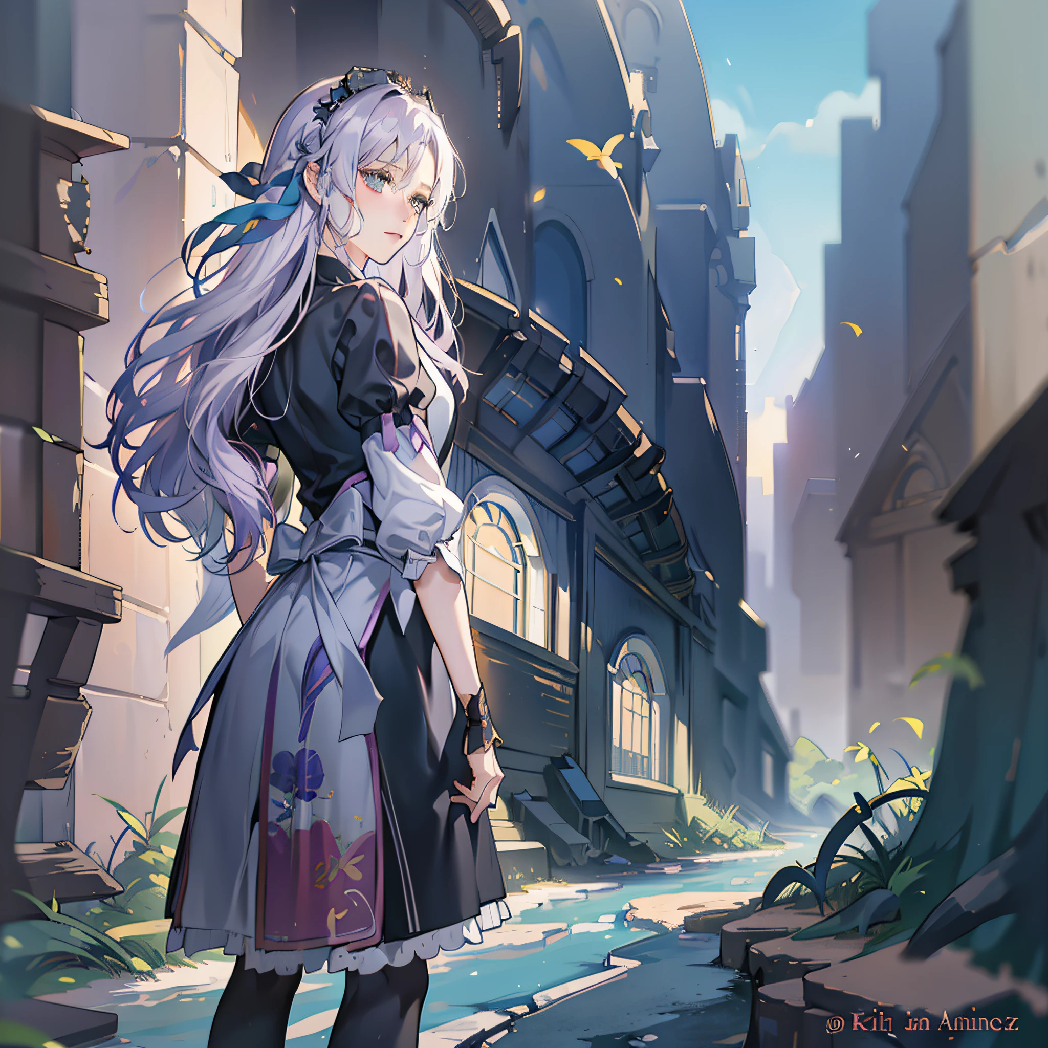 prompt: a girl with lavender hair and black skirt, fairy tale style background, a beautiful half body illustration, top lighting, perfect shadow, soft painting, reduce saturation, leaning towards watercolor, art by hidari and krenz cushart and wenjun lin and akihiko yoshida --auto --s2
