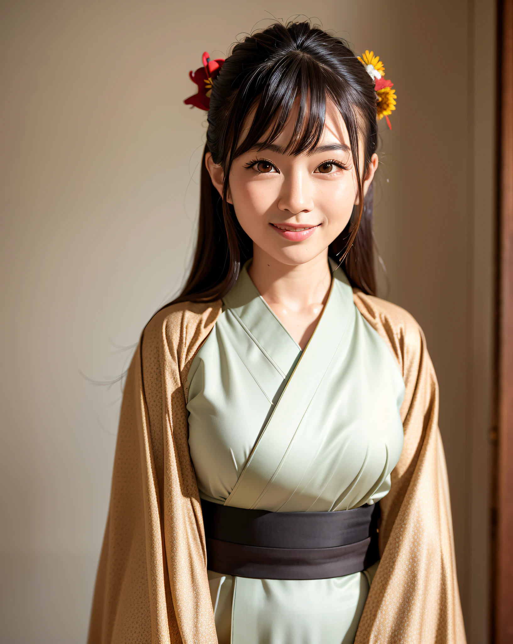 Araffe asian woman in a kimono dress posing for a picture - SeaArt AI
