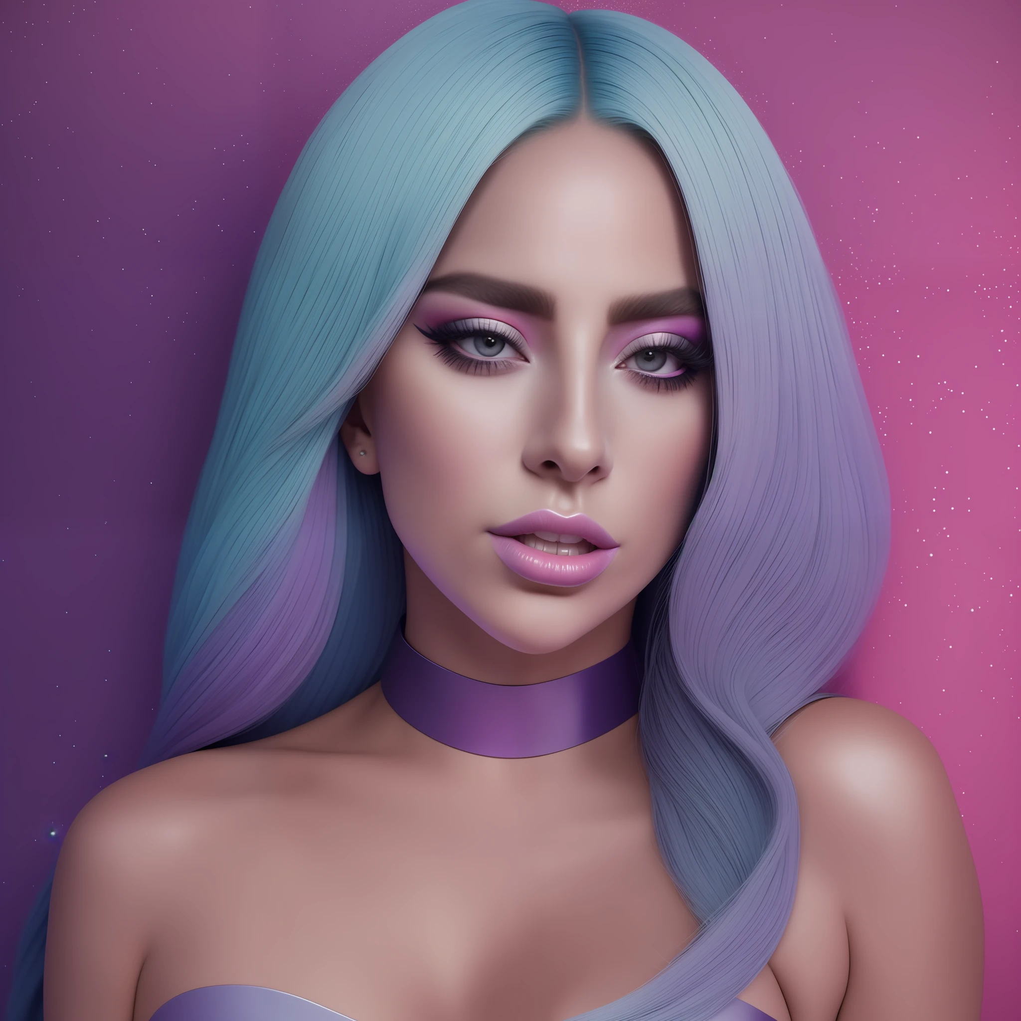 Lady Gaga, Lady Gaga, realistic portrait of a photograph in front of a wall with a colorful gradient, Raw simulation style, making him the focal point of the image. Pay attention to details such as highlights and shadows on the face and hair to create a realistic and realistic image. Try different lighting techniques to enhance the mood and atmosphere of your portrait. ((High Detail Skin, Skin Detail)), Clear Focus, Volumetric Fog, 8K Ultra HD, SLR, High Quality, Film Granules, Fujifilm XT3