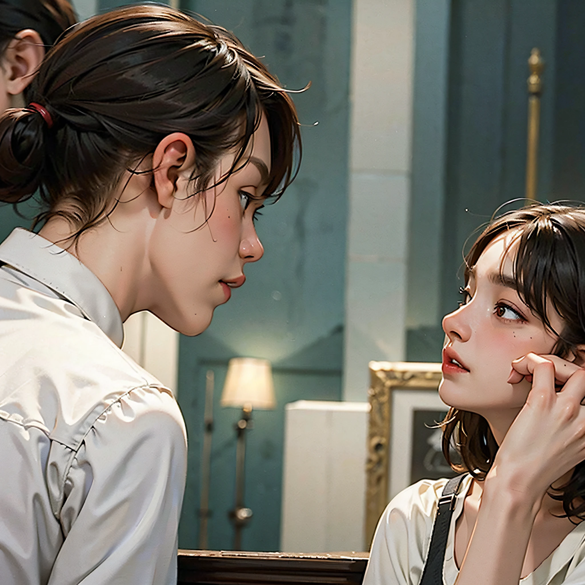 Masterpiece, restaurant, a couple talking to an emotionally runaway man, the best picture quality, detail on display --auto --s2
