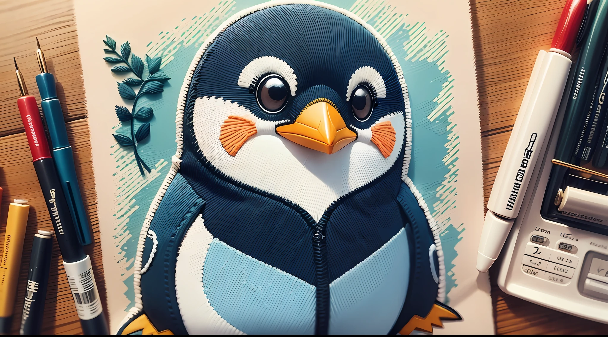 Embroidery penguin --auto --s2