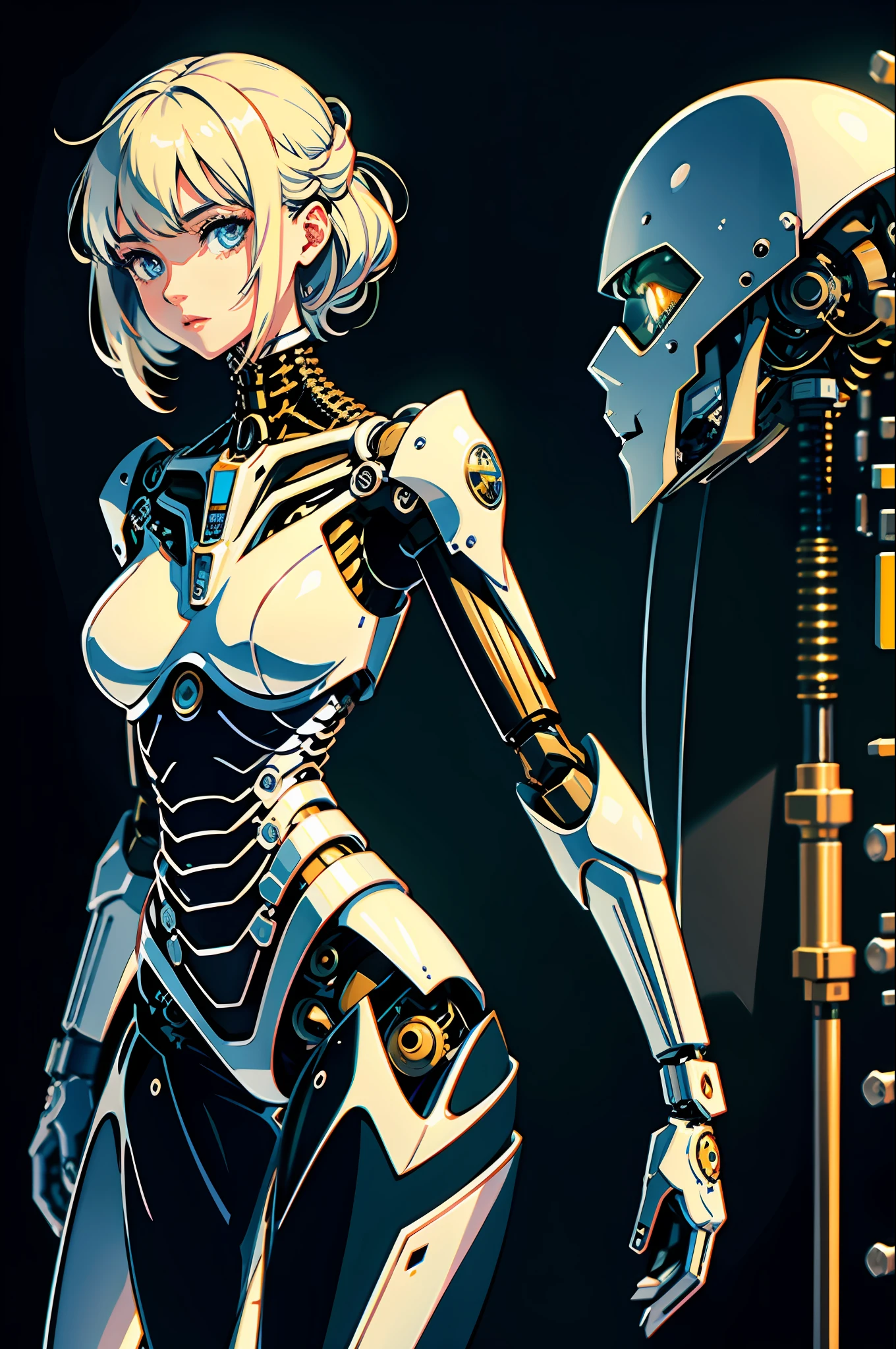 (original) , (very detailed wallpaper) , very detailed illustrations, (1 Girl) , beautiful eyes, (delicate face) , perfect detail, ((mechanical parts)), mechanical spine, mechanization, future, wide hips, laboratory, ((mecha)), stylish energy \(module\), repairing, (best lighting) , (super complex detail) , 4K Unity, (super detailed CG: 1.2) , (8K: 1.2) , lifelike,