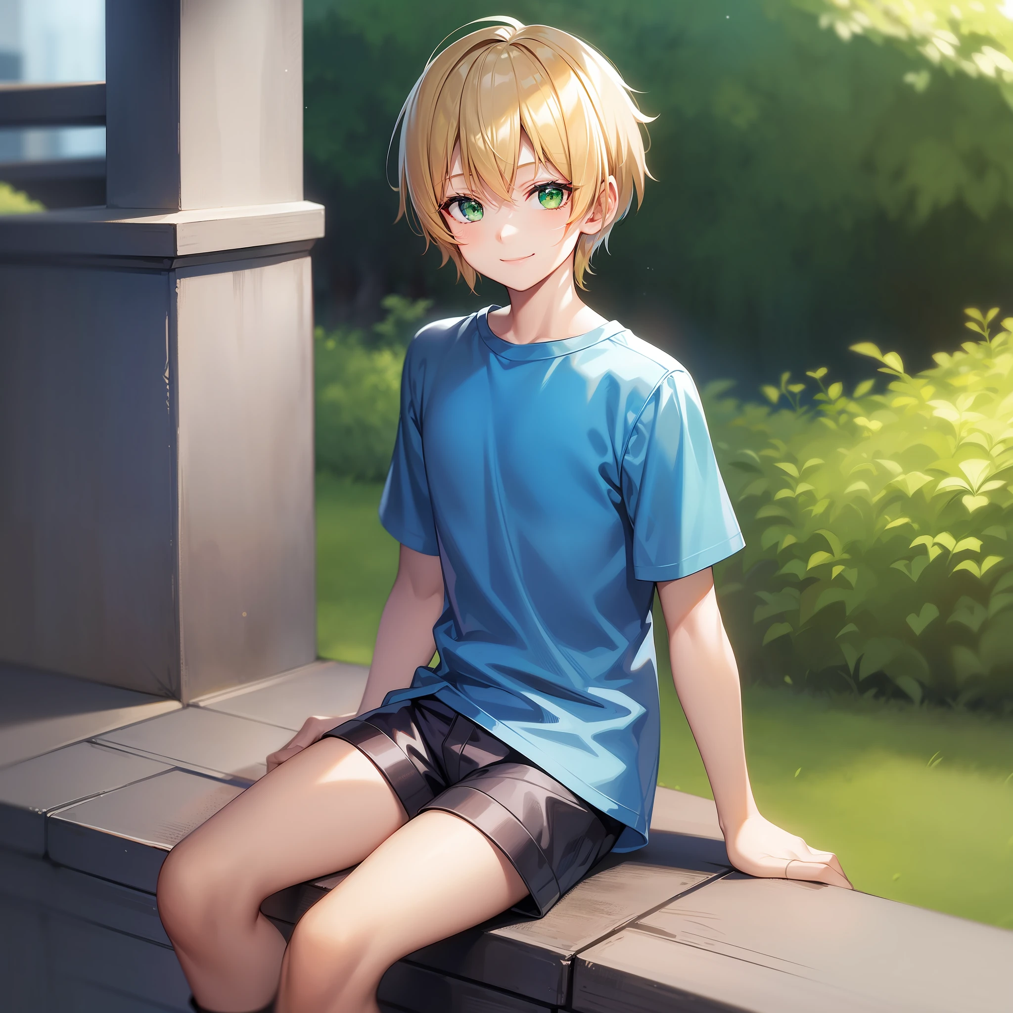 green eyes, smile,