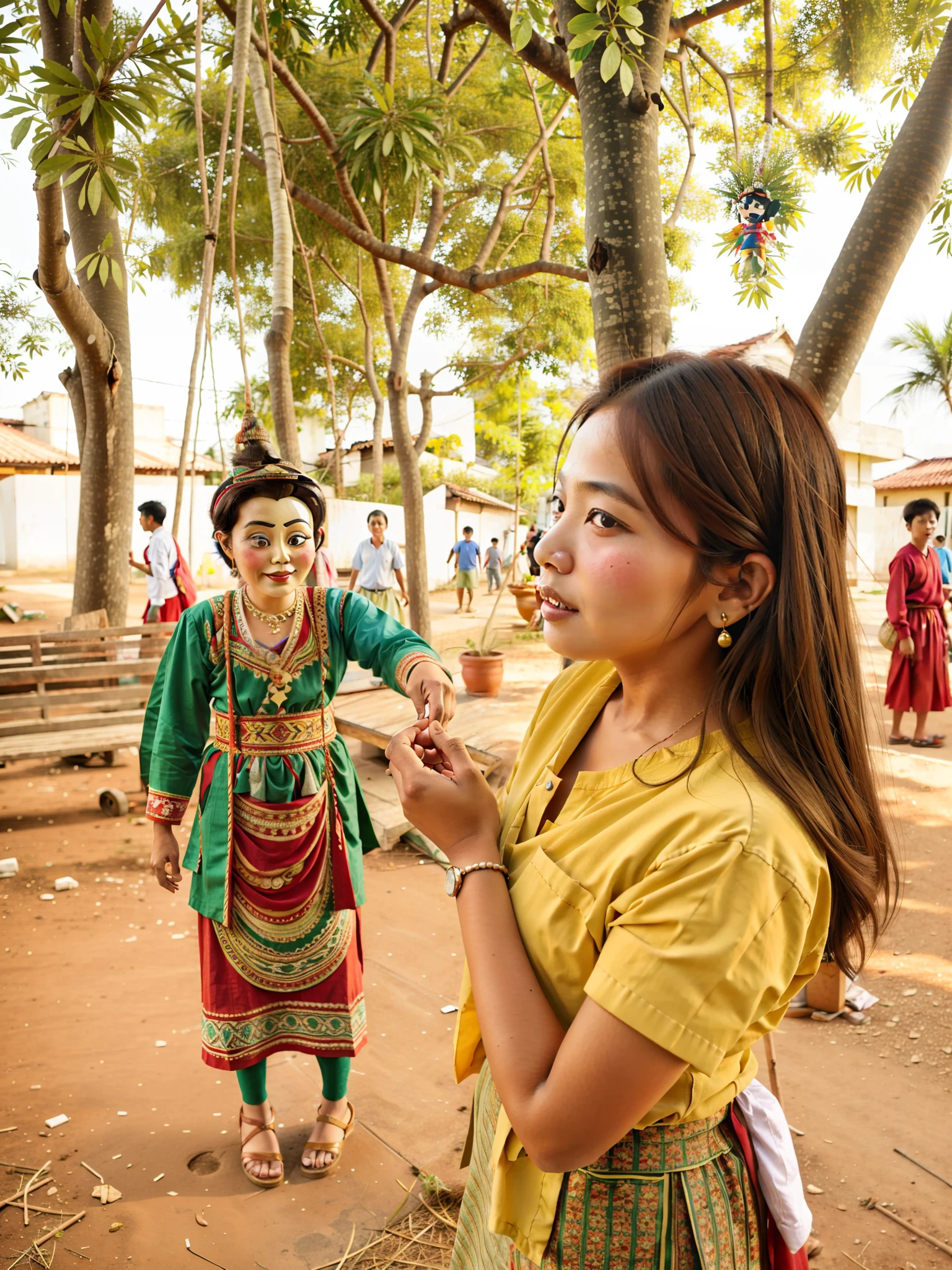 With Myanmar puppet