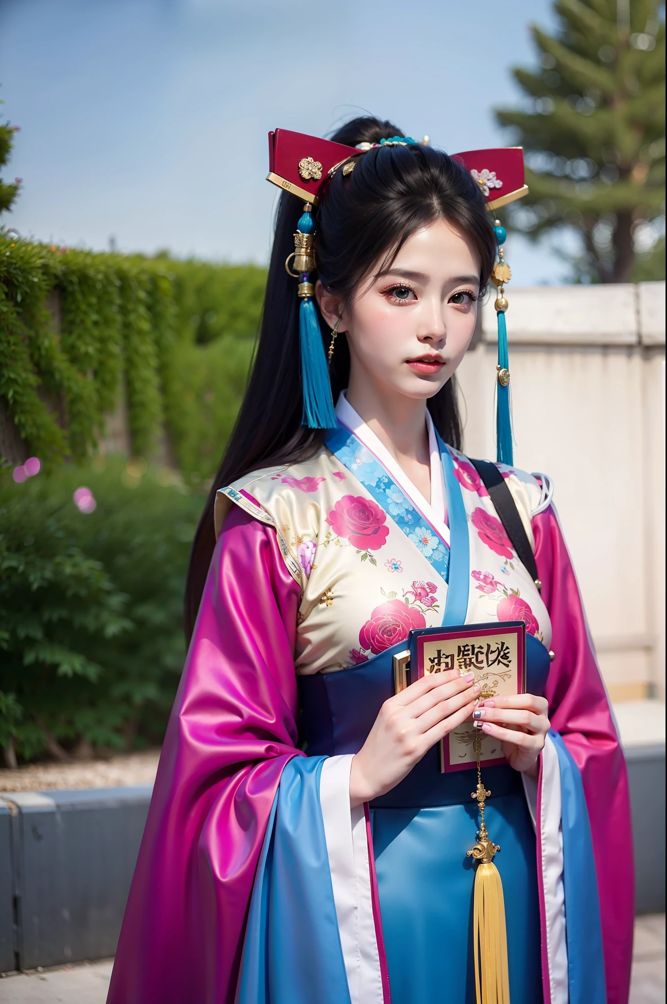 1 girl, colorful hair, hanfu, close-up, aviator sunglasses, (best quality: 1.4), ((masterpiece)), ((realistic)), (detailed), (realistic: 1.4),