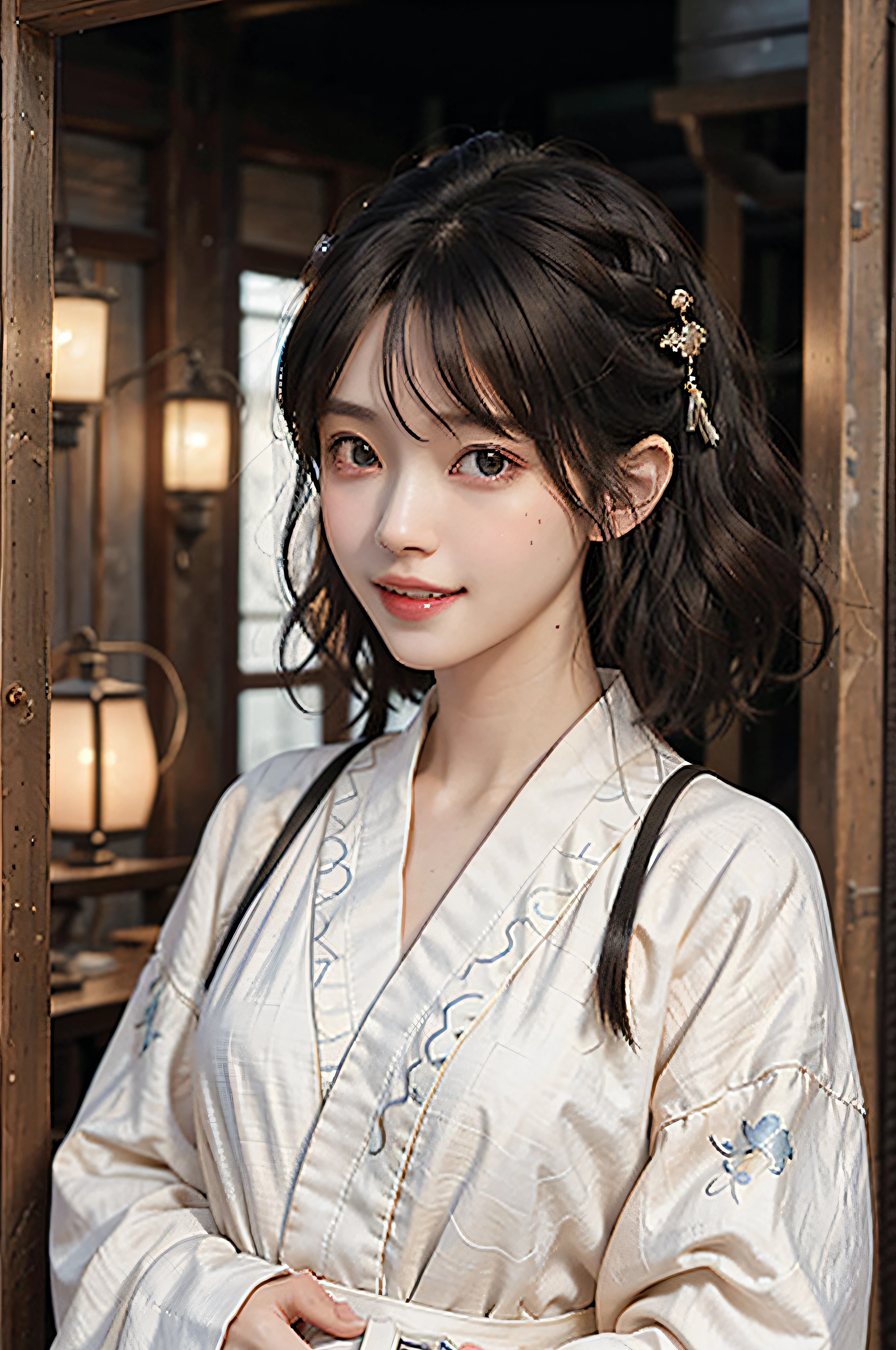 ((short hair))), ((wavy hair))),((brown hair)))), Best Quality, 8K, HDR, High Resolution, Absurdity:1.2, Background Blur, Bokeh:1.2, Photography, (Original:1.2), (Realistic:1.4), (Masterpiece:1.3), (Intricate Detail: 1.2), 1 Girl, Solo, Japanese Girl, Delicate, Beautiful Details, (Detailed Eyes), (Detailed Facial Features), Petite, Beautiful and Clear Eyes, Detailed Pupils, ((Small Tits))) , Skin Tightness, (looking_at_viewer), from_front, (Thin), (Best Quality: 1.4), (Ultra High Resolution:1.2), Cinematic Light, (Extreme Detail Illustration), (Lip Gloss, Best Quality, Ultra High Resolution, Depth of Field, Caustic, Wide Light, Natural Shadow, 85mm, f/1.4, ISO 200, 1/160s:0.75), 1 Girl, Solo, ((smile)), ((slender body))), (ulzzang-6500-v1.1:0.5), upper body, (Ming style: 1.2)))), standing, (pureerosface_v1:0.5), Tokyo Street, night, cityscape, city lights, close-up,
