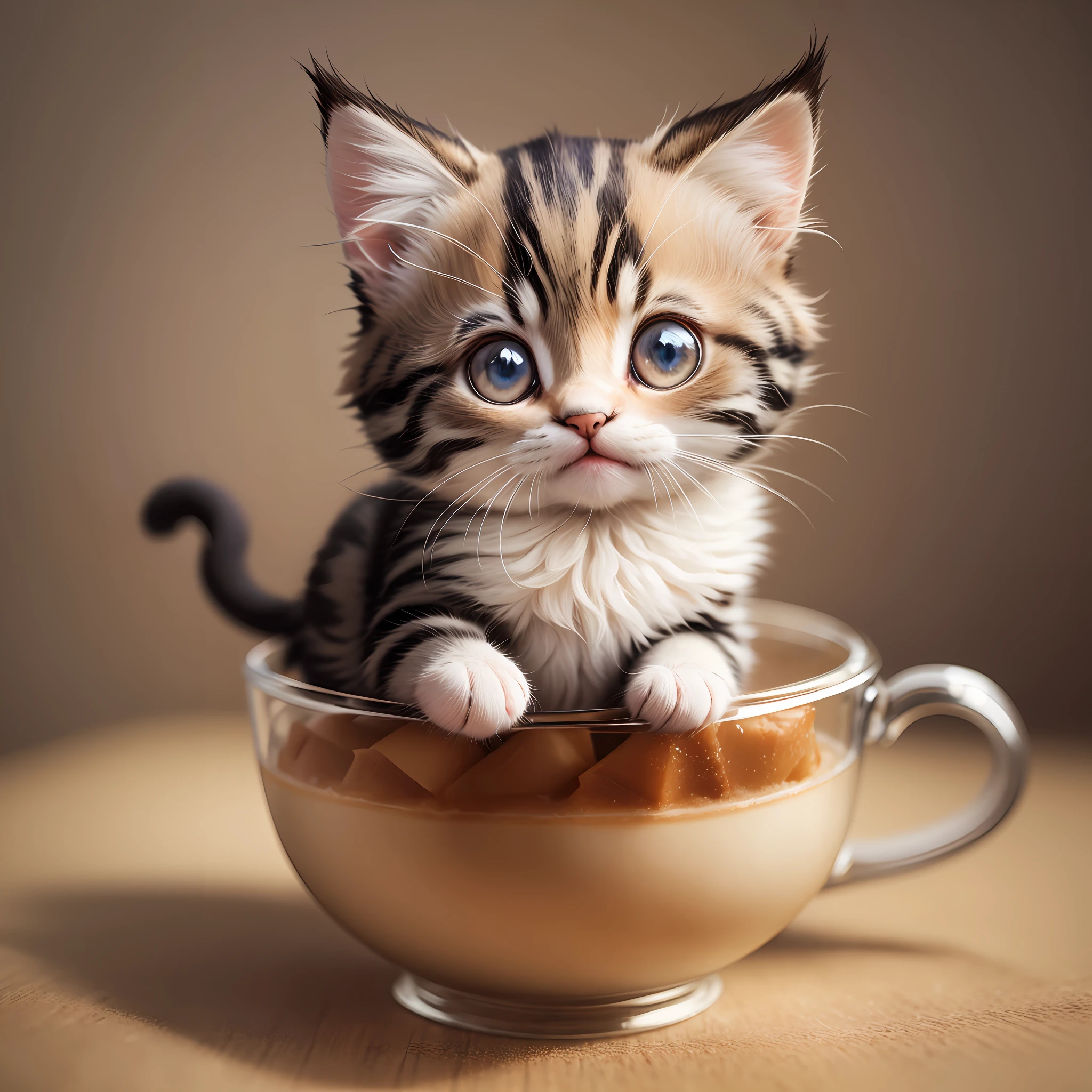 A cute kitten, 3D bulk, wallpaper, dessert as decoration, --auto --s2