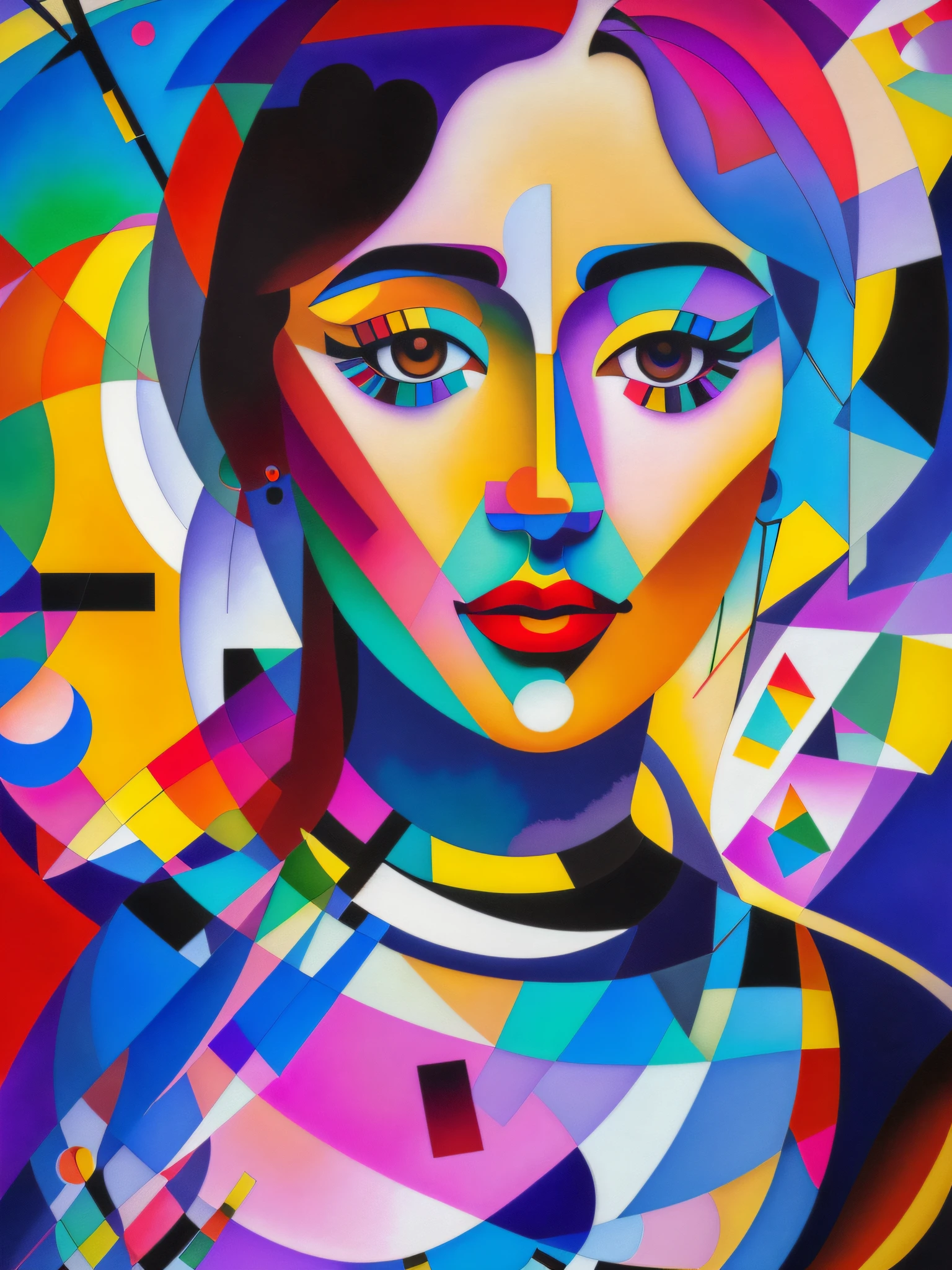 art by Wassily Kandinsky, detailed, sharp image, 8k, rim light, closeup, poster, hdr, intricate, woman