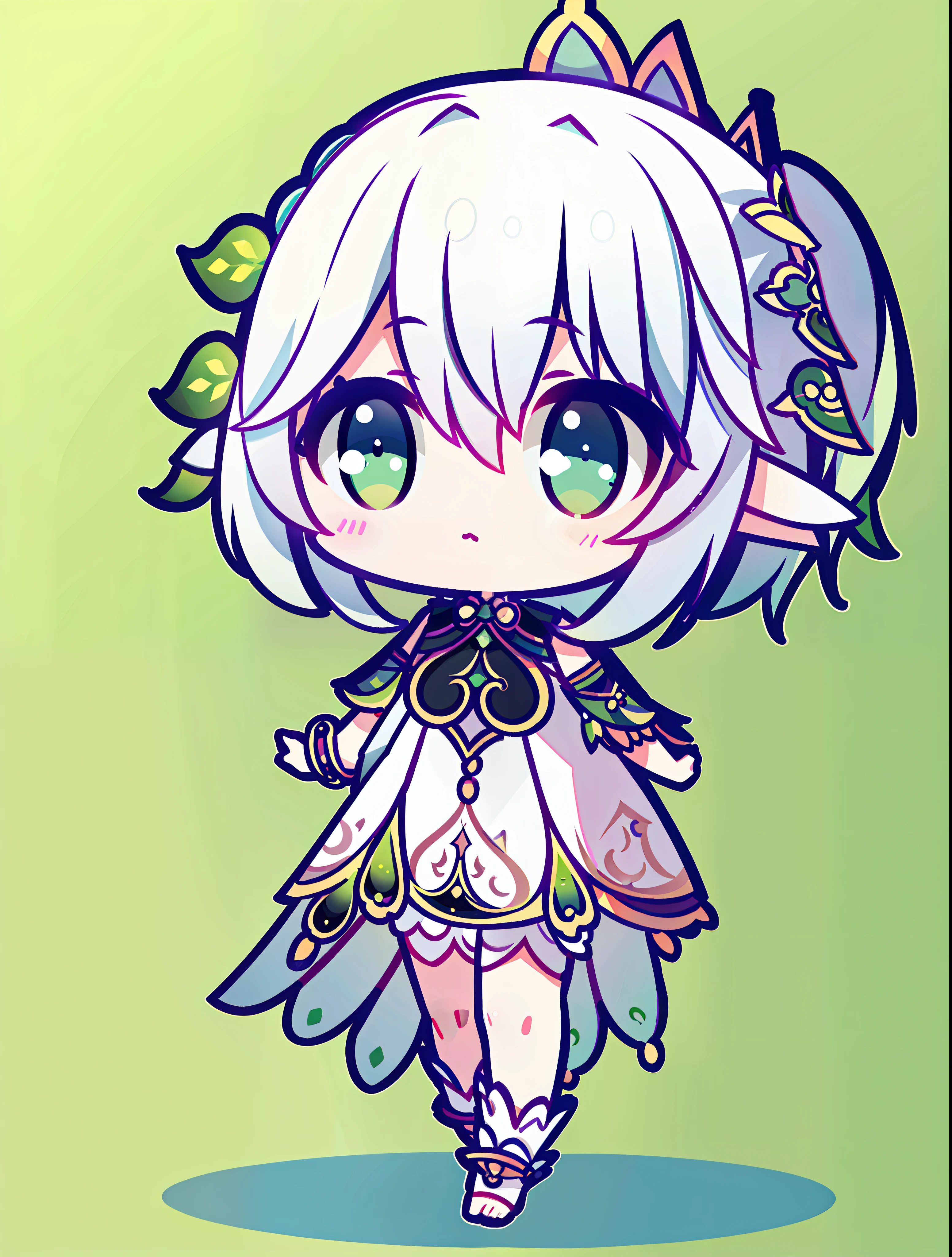 Anime girl with white hair and green eyes in a dress - SeaArt AI