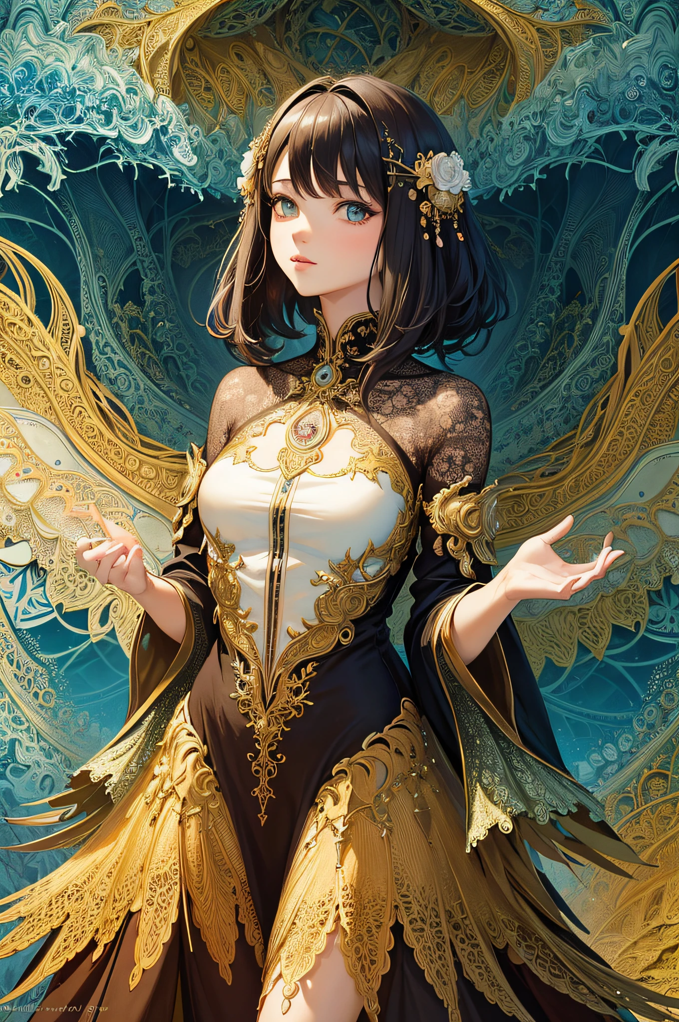 (masterpiece, top quality, best quality, official art, beautiful and aesthetic:1.2), (1girl), extreme detailed,(fractal art:1.3),colorful,highest detailed