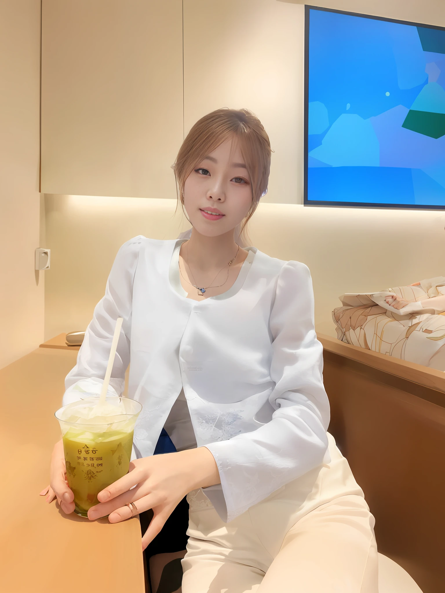there is a woman sitting on a bed with her legs crossed, smooth white tight clothes suit, dilraba dilmurat, profile image, xintong chen, sakimichan, sitting on the bed, heonhwa choe, wenfei ye, 奈良美智, sitting on a bed, beautiful south korean woman