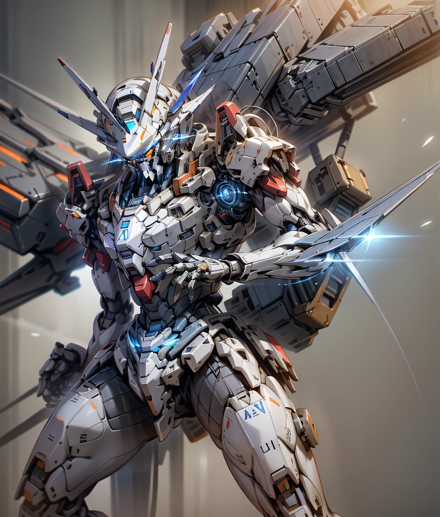 a close up of a robot with a gun in its hand, alexandre ferra white mecha, 4k highly detailed digital art, white mecha, cool mecha style, mecha art, alexandre ferra mecha, cg artist, ferra white mecha, modern mecha anime, best anime 4k konachan wallpaper, high quality digital concept art