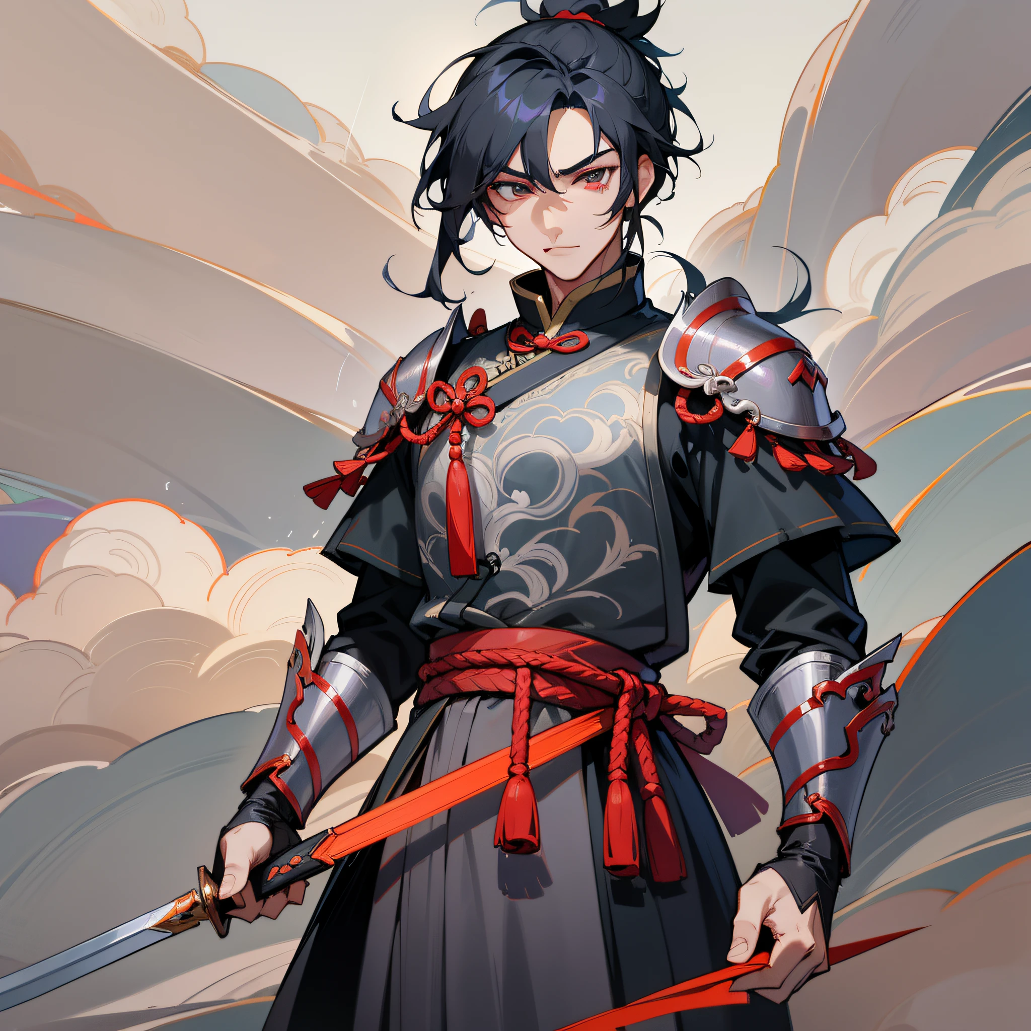 Chinese Style Xian Xia Male Young Young Man Dashing Expression Black Ponytail Metal Sword Rainy Day Cloud National Style Exquisite Face (Best Quality) (4K) (Lossless) 8K Wallpaper Best Quality