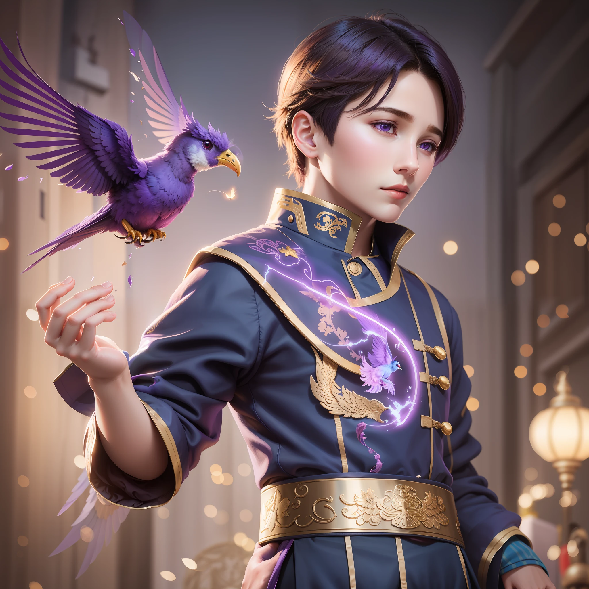 A purple divine bird spreading its wings