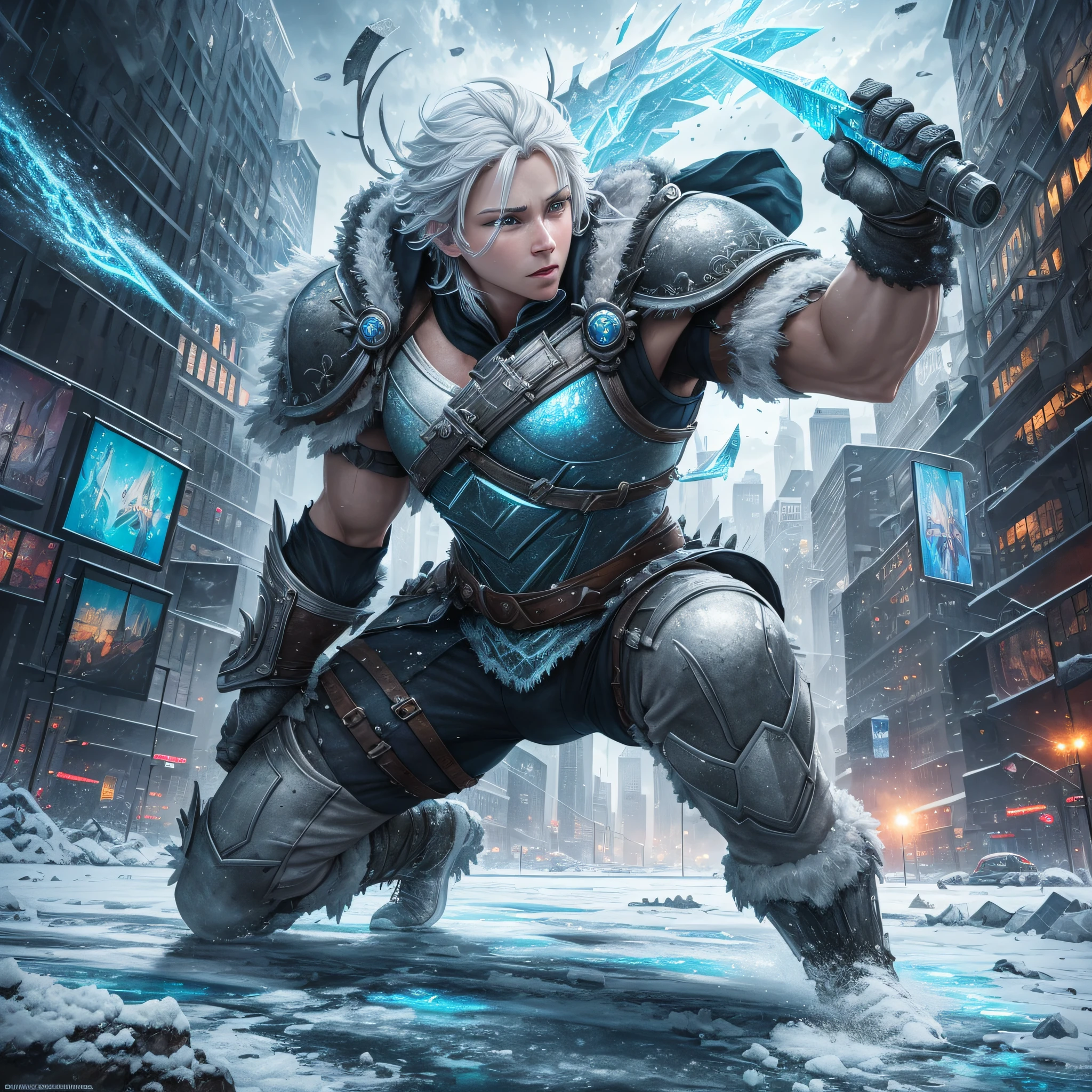 Frozen City (RAW Photo, Best Quality), (Realistic, Photo Realistic: 1.3), Best Quality, Highly Detailed, Masterpiece, Ultra Detailed, Illustration, Full Body, Dynamic Angle Best Quality, Extremely Detailed CG Unity 8k, --auto --s2