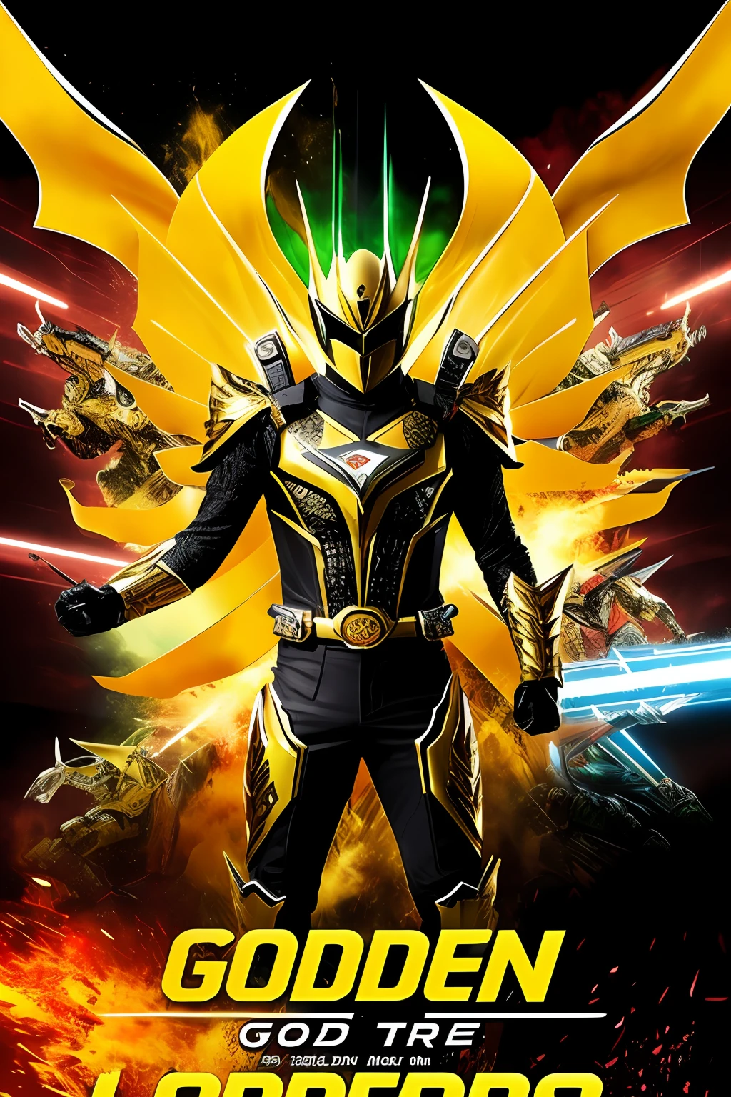 Kamen Rider. Golden Chinese dragon