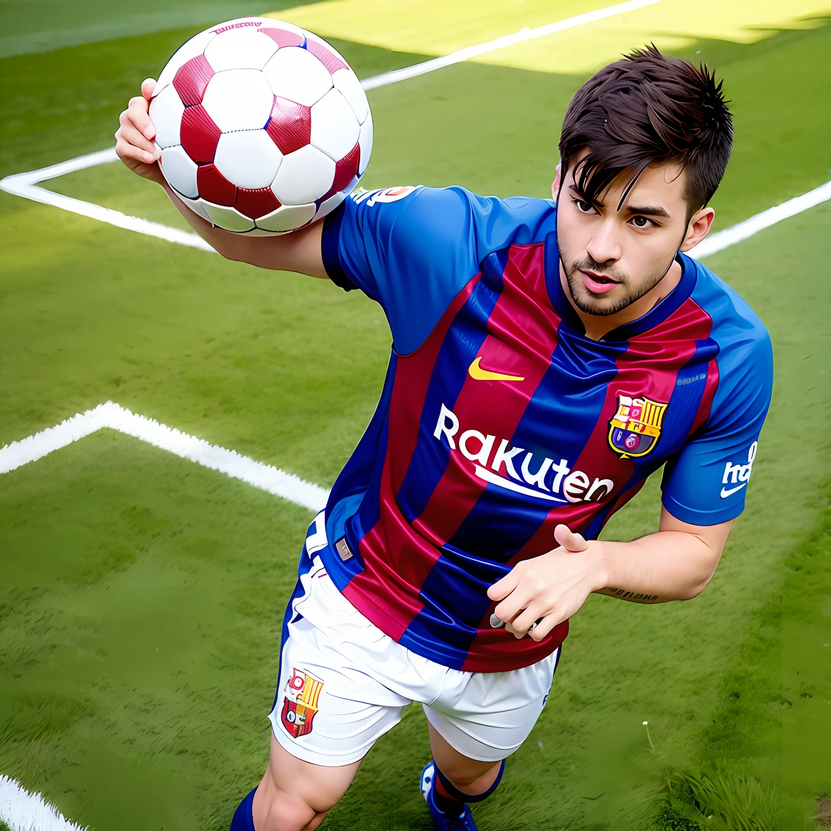 Football narrator with Barcelona T-shirt