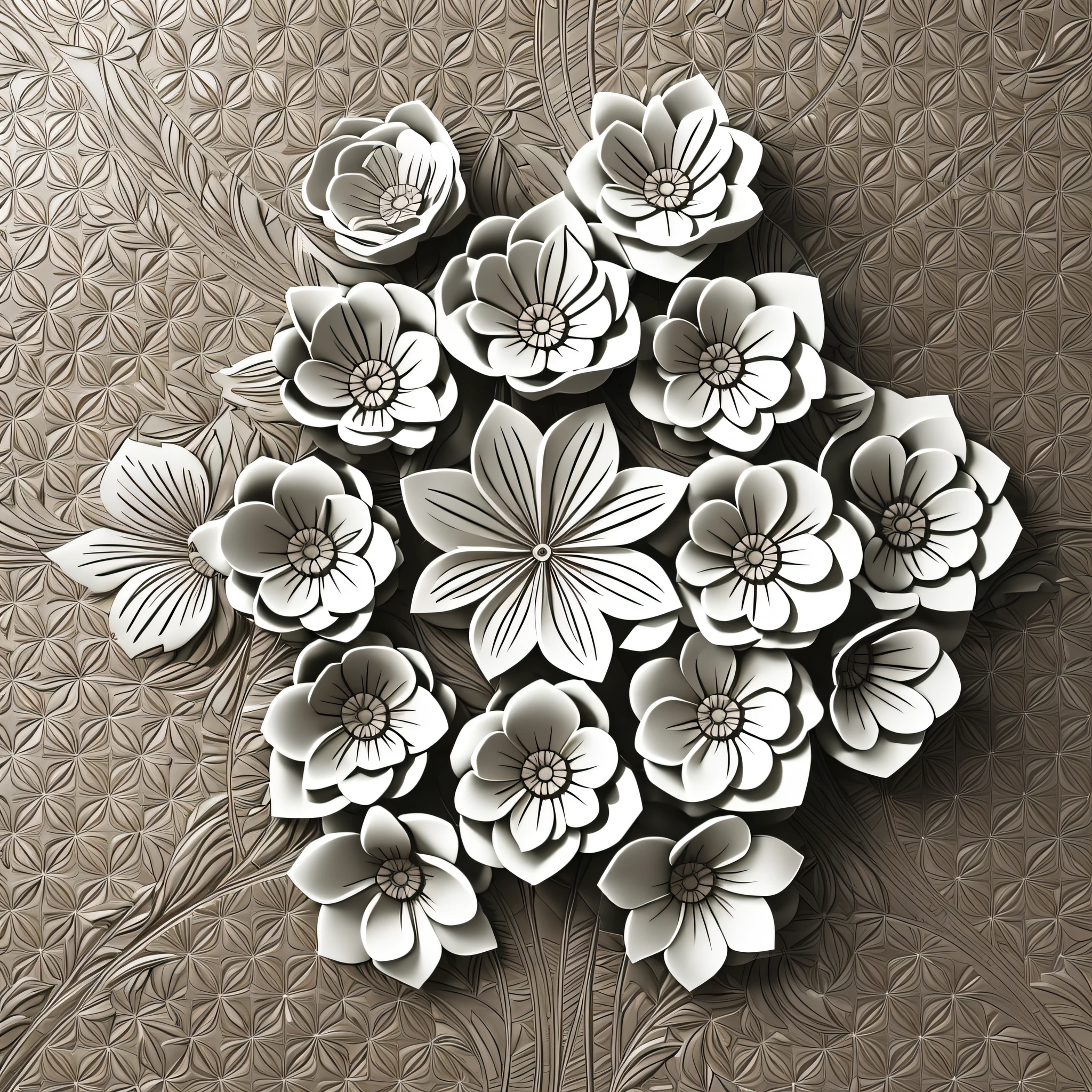 pattern flowers 3d, --tile --auto --s2