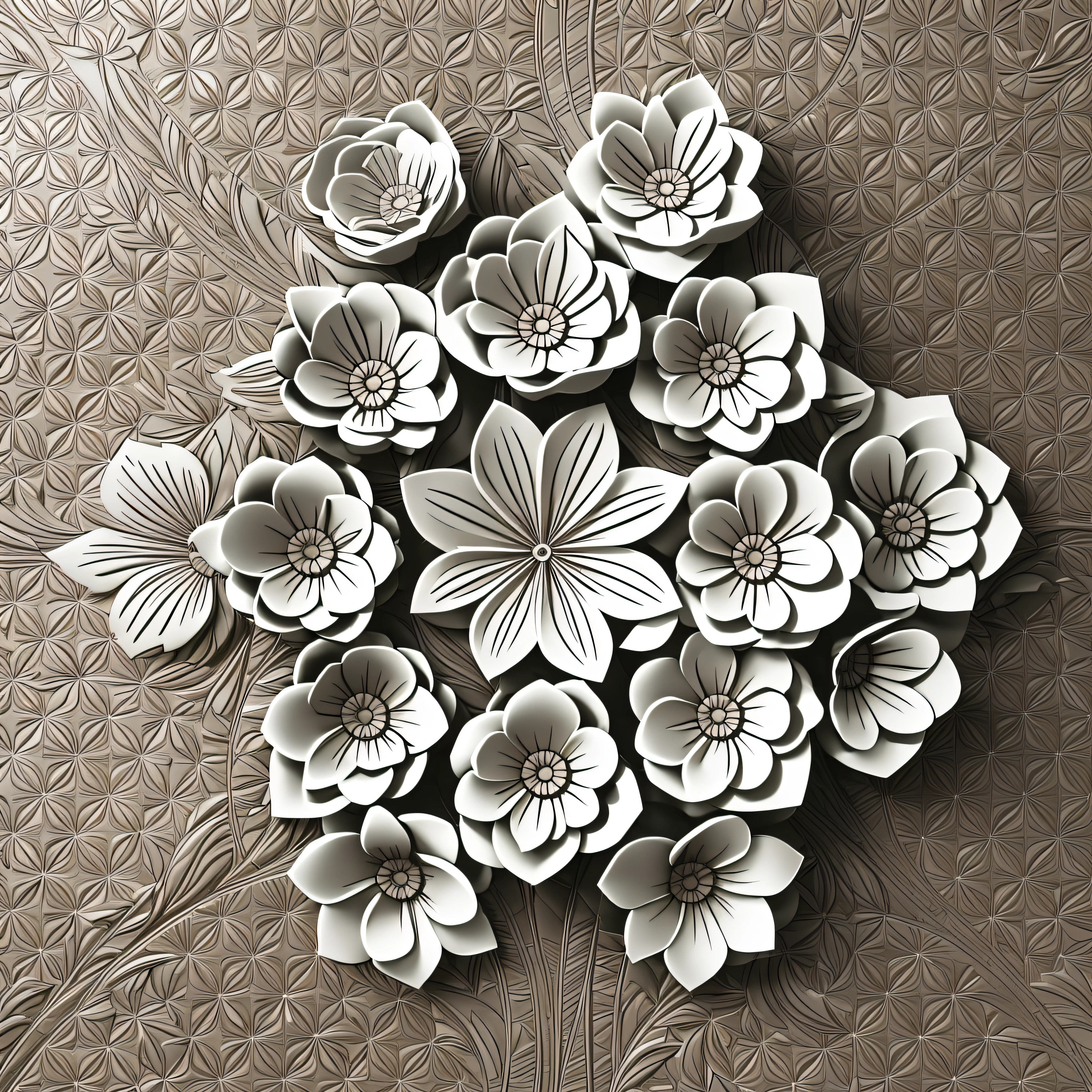 pattern flowers 3d, --tile --auto --s2