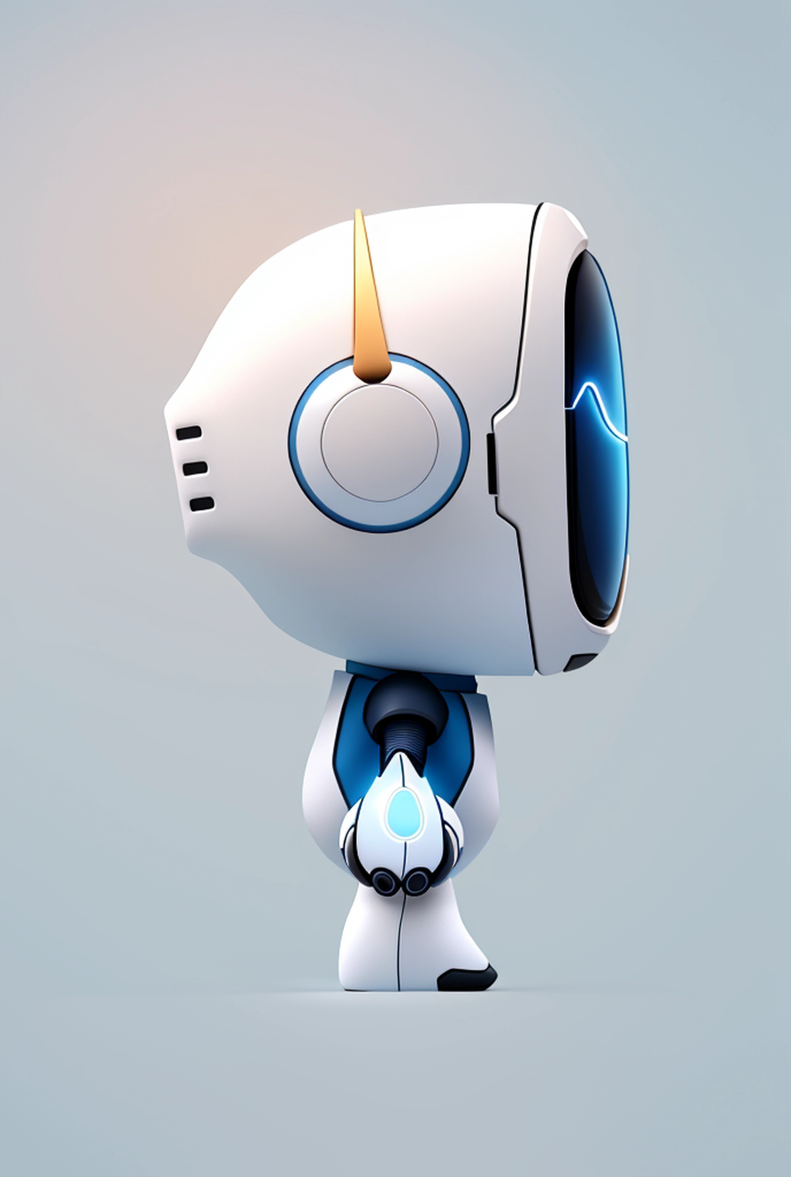 (extremely detailed CG Unity 8k wallpaper, masterpiece, best quality, super detailed), (best lighting, best shadow, extremely refined and beautiful), white body, side view, a cartoon robot, blue shoulders, blue headphones, has a big head, glowing spacesuit, cute humanoid robot, spacesuit with small LED light, sci-fi spacesuit, astronaut standing look, futuristic astronaut, spacesuit with modern helmet, sci-fi suit, friendly humanoid cyberrobot, Futuristic spacesuit, spacesuit, cute robot, interstellar spacesuit, spacesuit, as a full-body Funko Pop! Baymax from Big Hero 6, in Baymax's style, as a funko pop! , Crisp 8 K Line Art, Baymax, Line Art Behance HD, Clean Line Art, Clean Line Art, Robot Design, Concept Robot, White Robot with a Pair of Headphones, Body White, Dark Blue Glass Texture Face Mask