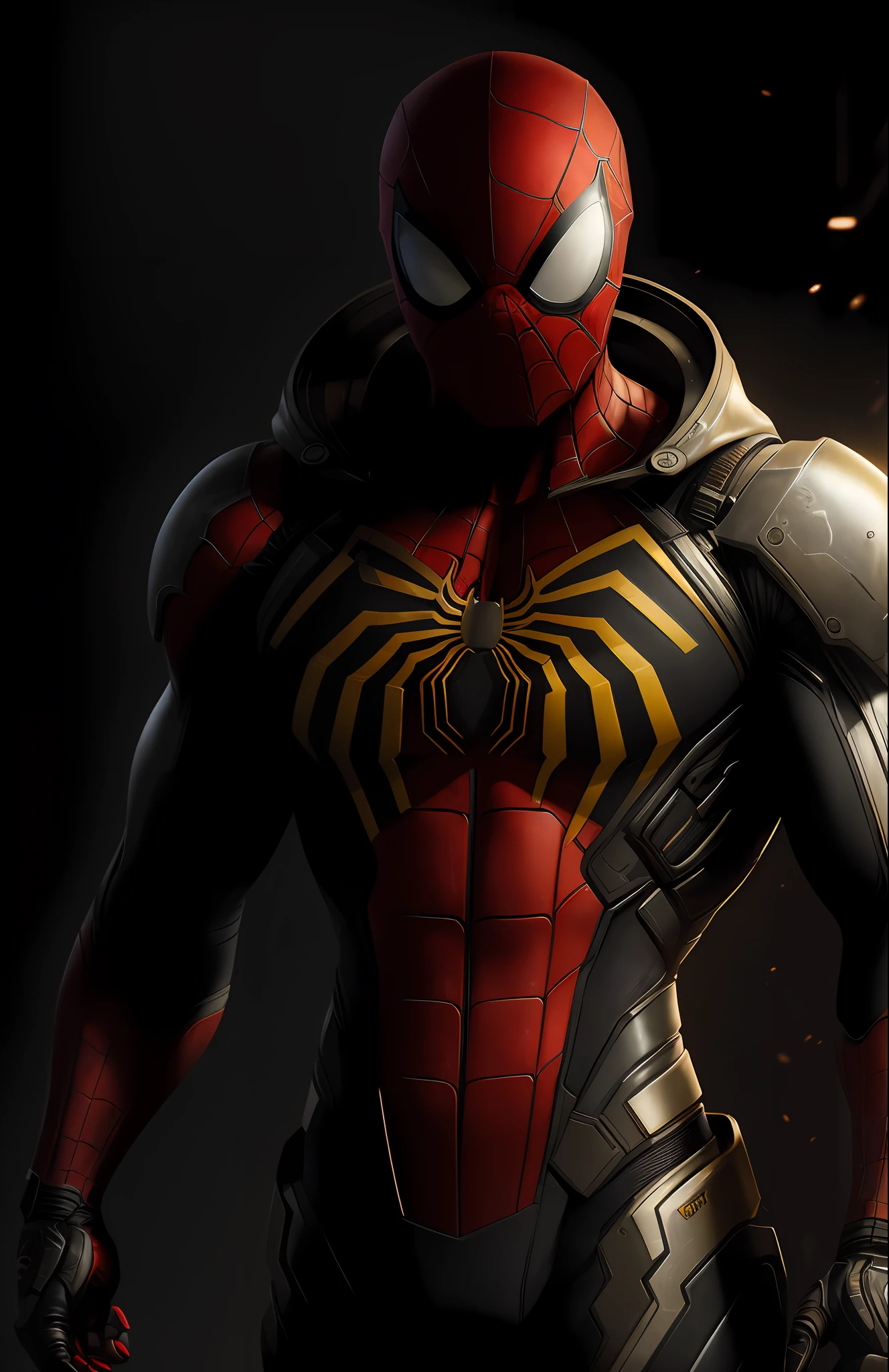 (dark shot: 1.1), epic realistic, Cyborg Spider-Man from Marvel, yellow gradient, black, brown and magenta color scheme, grunge aesthetics!!! graffiti tag wall background, art by Greg Rutkowski and artgerm, soft cinematic light, Adobe Lightroom, darkroom, HDR, intricate, highly detailed, (depth of field: 1.4), faded, (neutral colors: 1.2), (hdr: 1.4), (muted colors: 1.2), hyper-detail (artstation: 1.4), cinematic, warm light, dramatic light (complex details: 1.1)