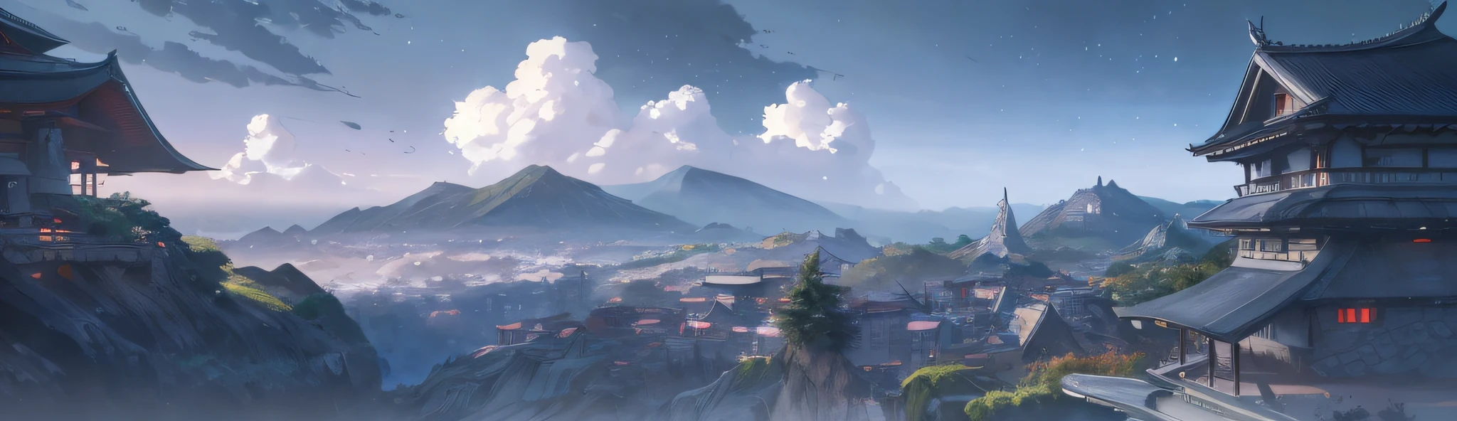 landscape background, anime landscape, anime landscape concept art, landscape artwork, digital painting concept art, anime landscape, Makoto Arai, Mikuni scene, beautiful anime scene, detailed digital concept art, concept art stunning atmosphere