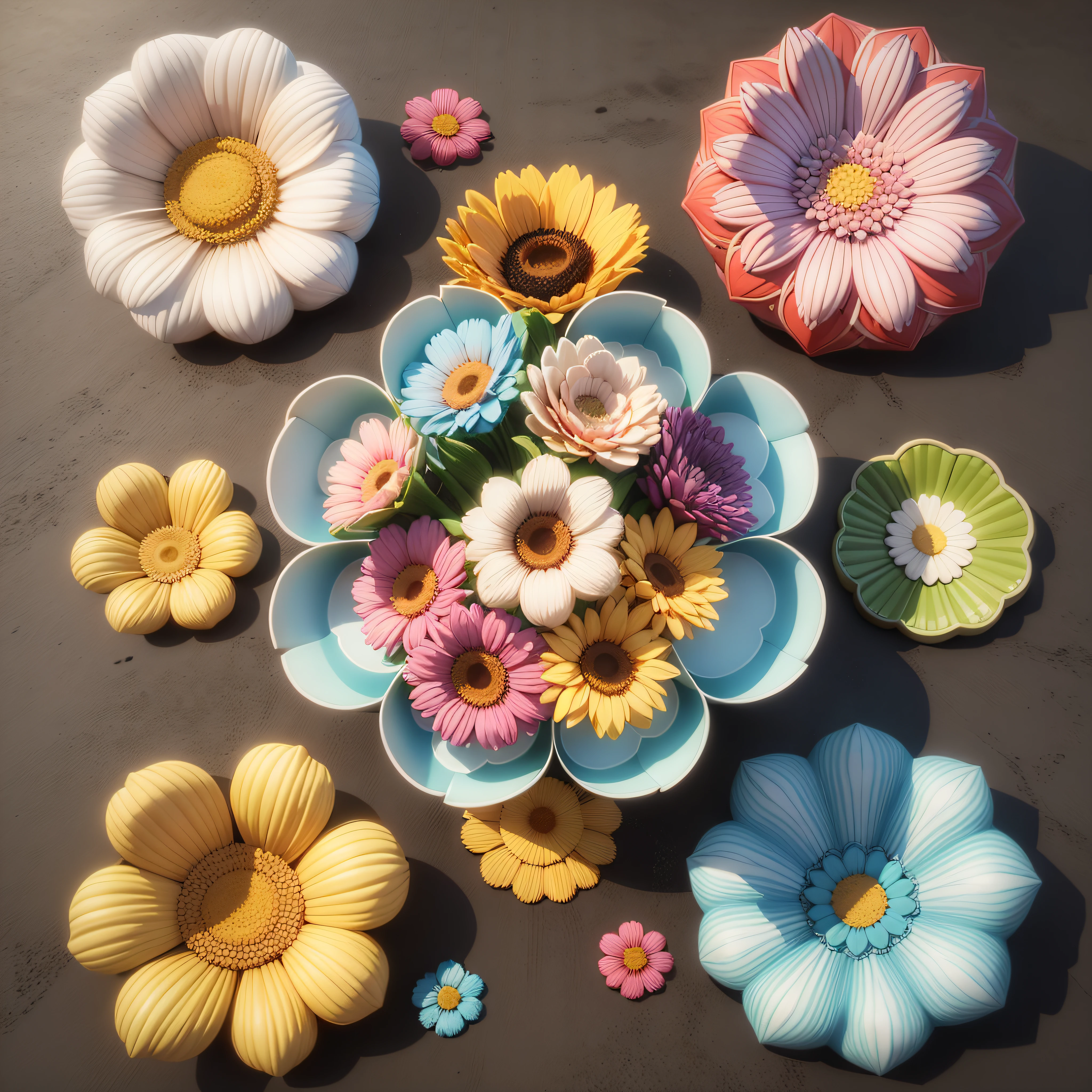 pattern flowers 3d, --tile --auto --s2