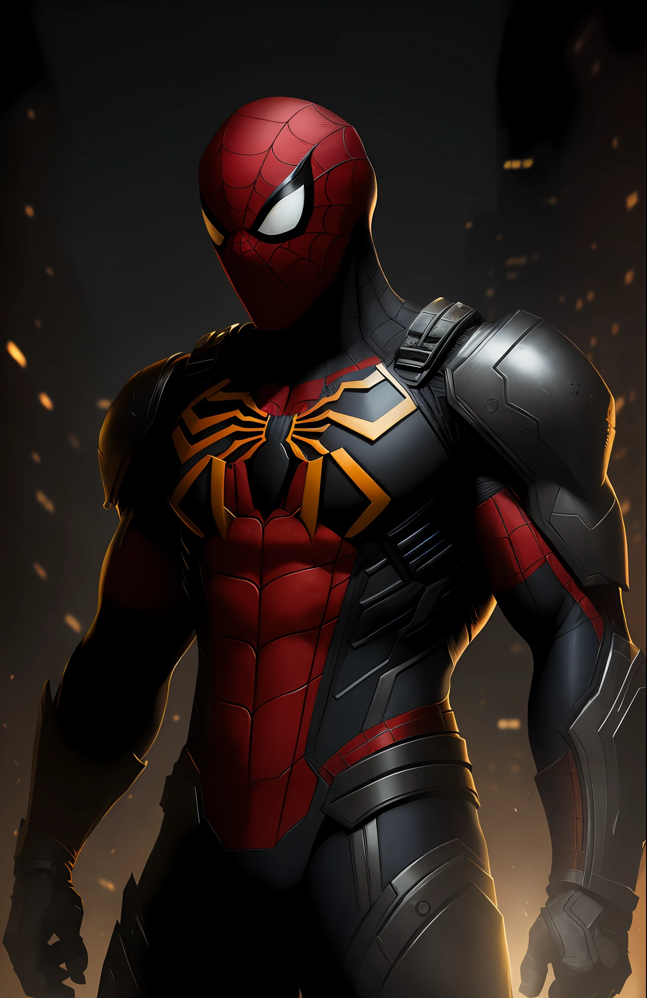 (dark shot: 1.1), epic realistic, Horseman of the Apocalypse Spider-Man from Marvel, yellow gradient, black, brown and magenta color scheme, grunge aesthetic!!! graffiti tag wall background, art by Greg Rutkowski and artgerm, soft cinematic light, Adobe Lightroom, darkroom, HDR, intricate, highly detailed, (depth of field: 1.4), faded, (neutral colors: 1.2), (hdr: 1.4), (muted colors: 1.2), hyper-detail (artstation: 1.4), cinematic, warm light, dramatic light (complex details: 1.1)