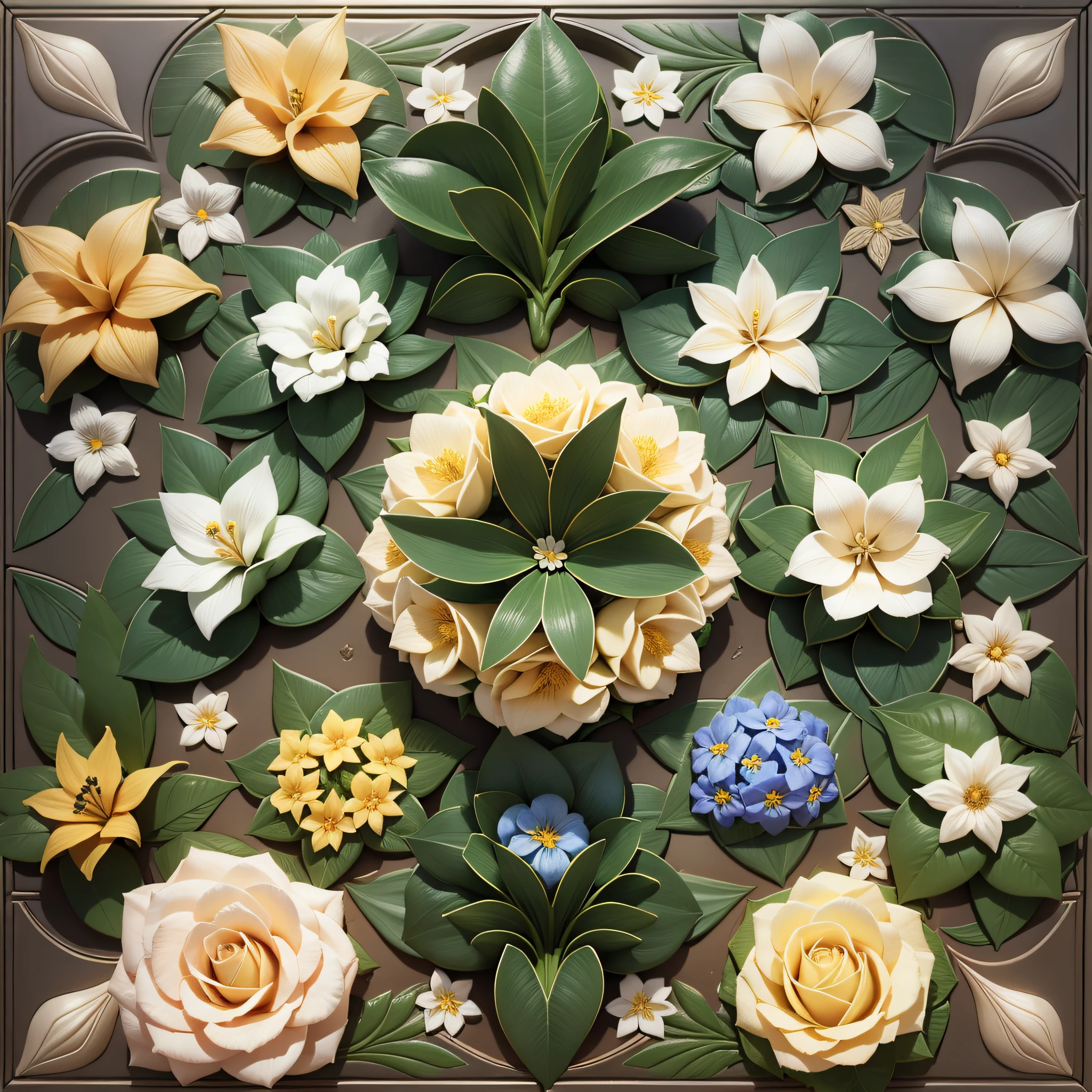 Flower pattern 3D, gardenias, --tile --auto --s2