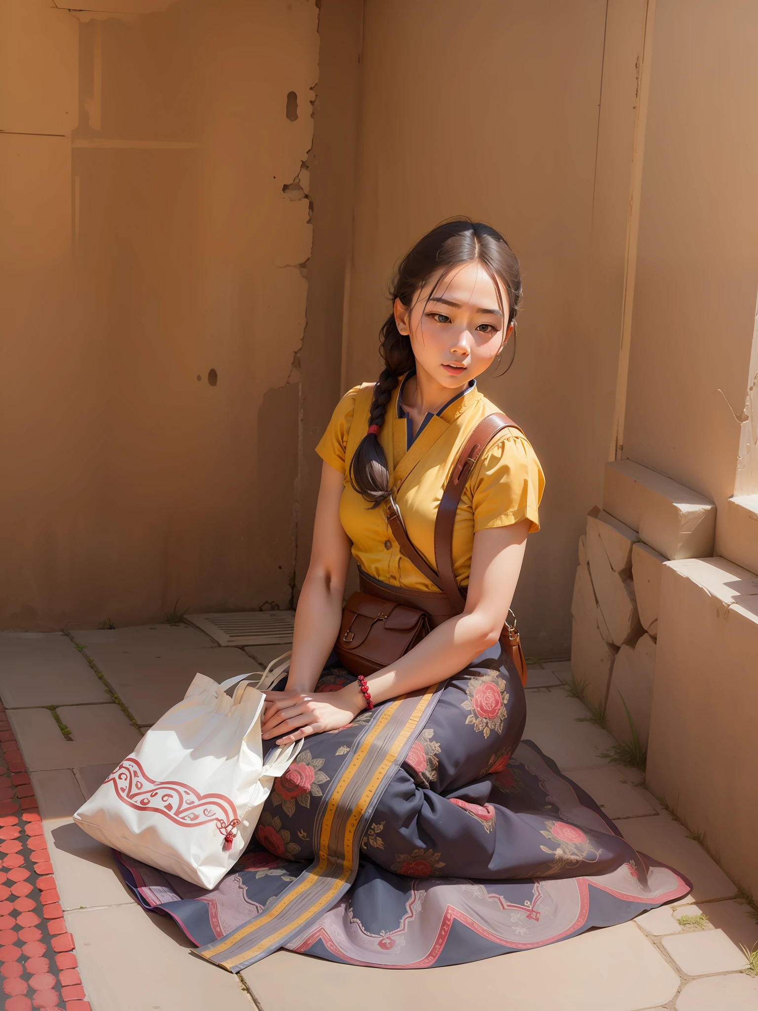 Traditional bag and girl