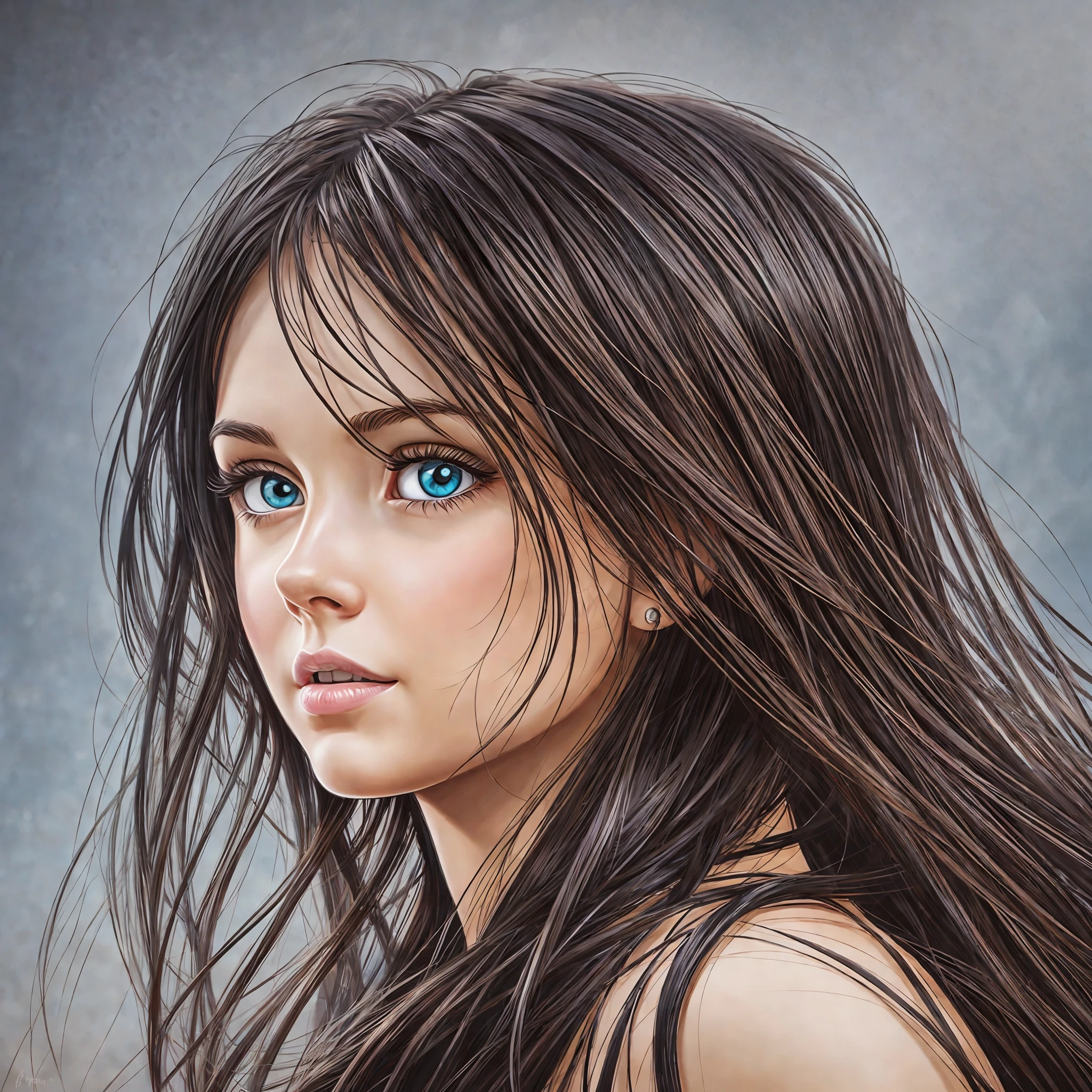 photorealistic portrait, Slavic girl, medium height, black hair:1.2, long hair, brown eyes:1.1) --auto --s2
