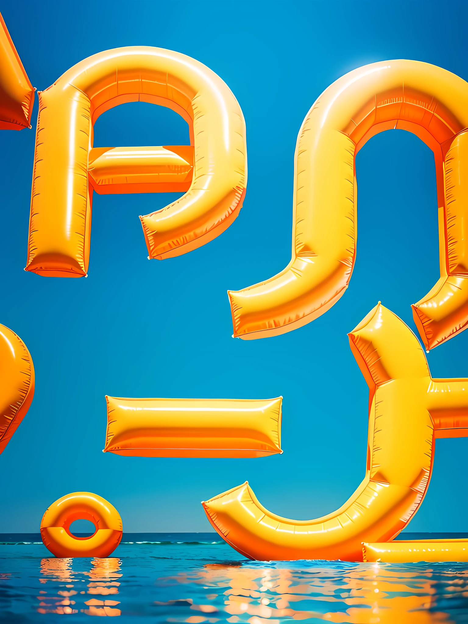 Floating typography | MOOD: dreamy | SCENE: The Inflatable [number 0-9] appears to float in the air against a [color] background, 3D typography design. The overall aesthetic is ethereal and dreamy, with a soft, Holographic finish on the typography