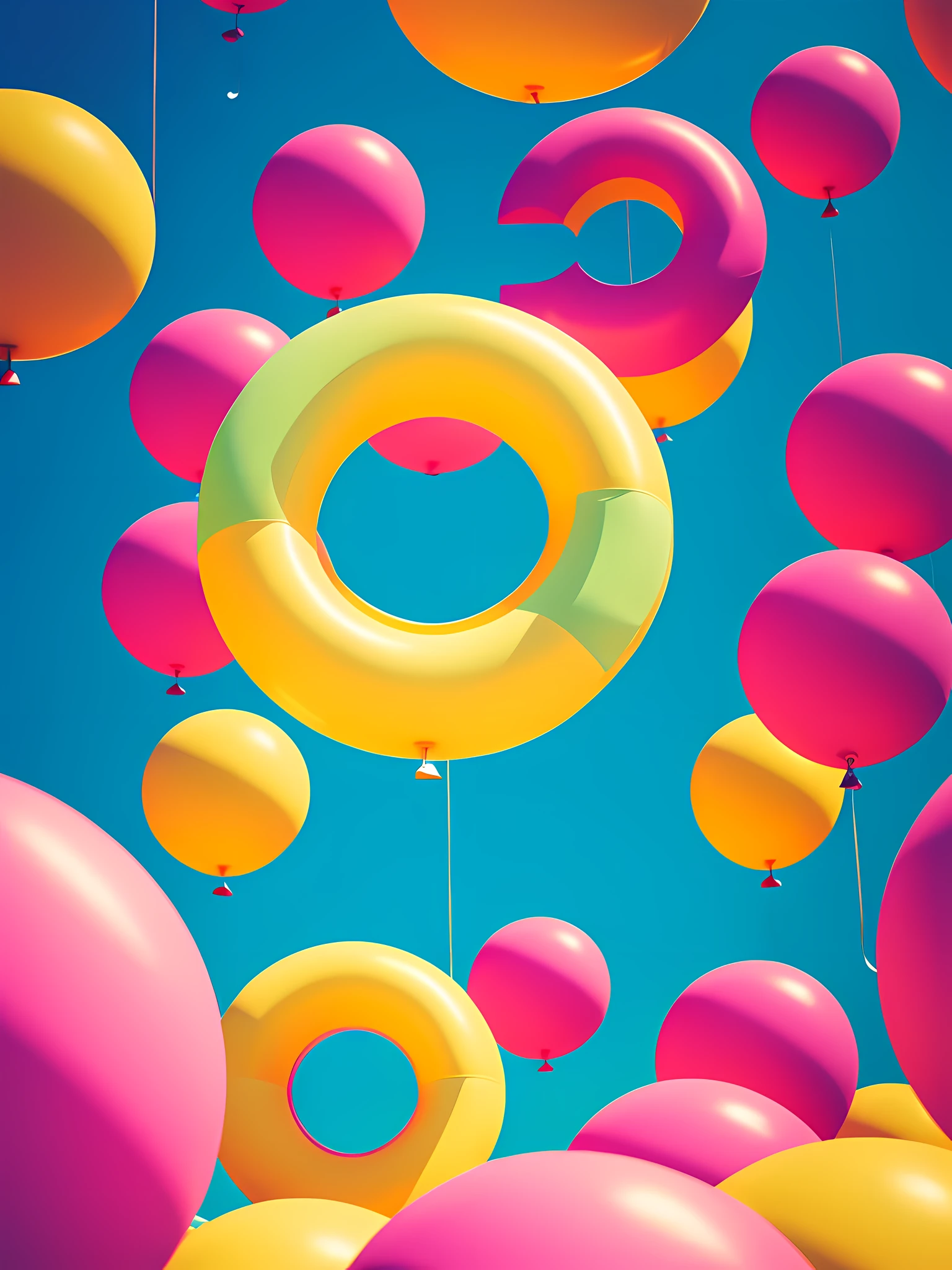 Floating typography | MOOD: dreamy | SCENE: The Inflatable [number 0-9] appears to float in the air against a [color] background, 3D typography design. The overall aesthetic is ethereal and dreamy, with a soft, Holographic finish on the typography