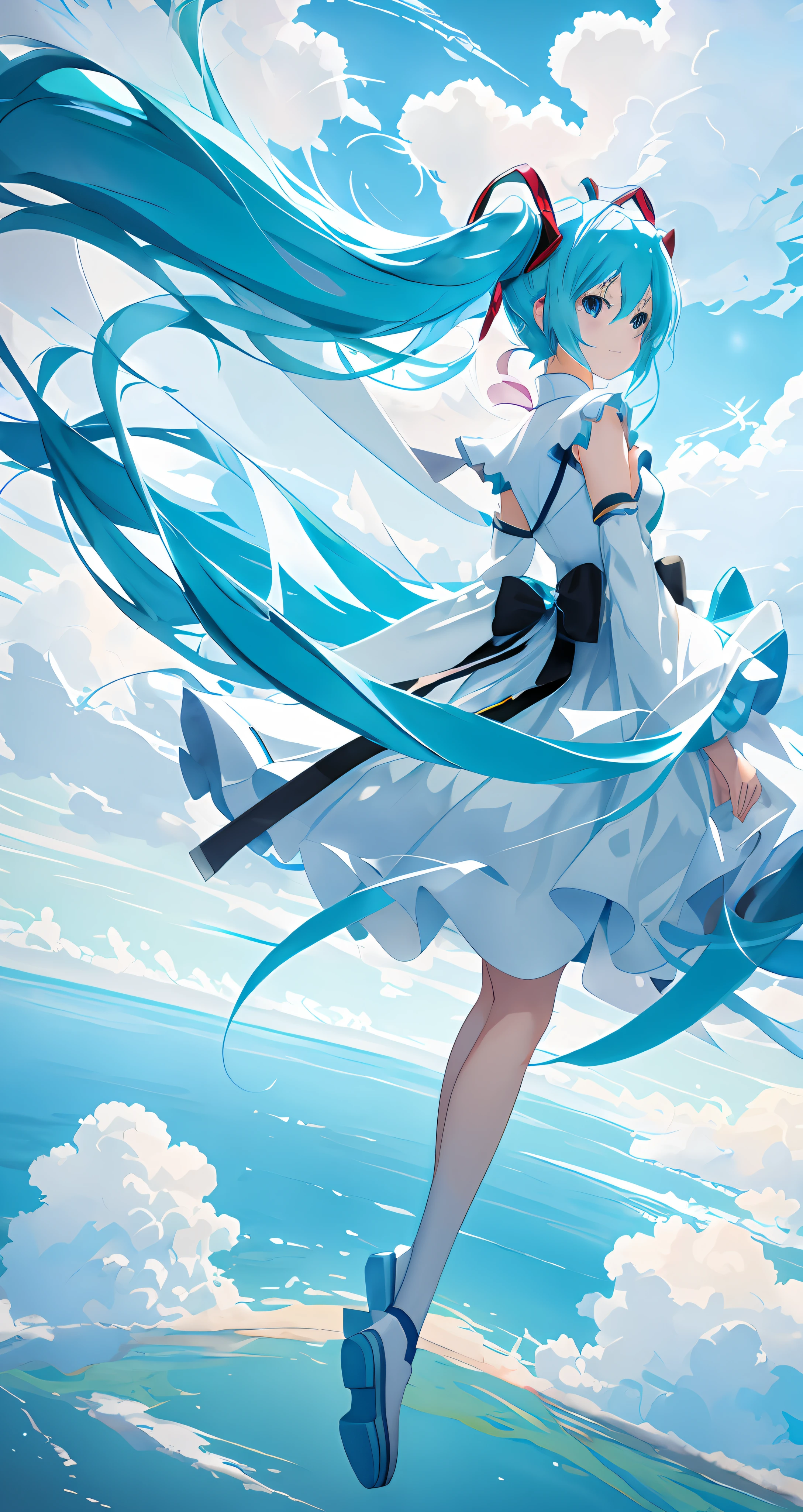 anime girl with long blue hair flying in the air, anime art wallpaper 8 k, anime art wallpaper 4k, anime art wallpaper 4 k, wallpaper anime blue water, 4k anime wallpaper, digital art on pixiv, anime wallpaper 4 k, anime wallpaper 4k, anime style 4 k, beautiful anime artwork, pixiv contest winner, ultra hd anime wallpaper