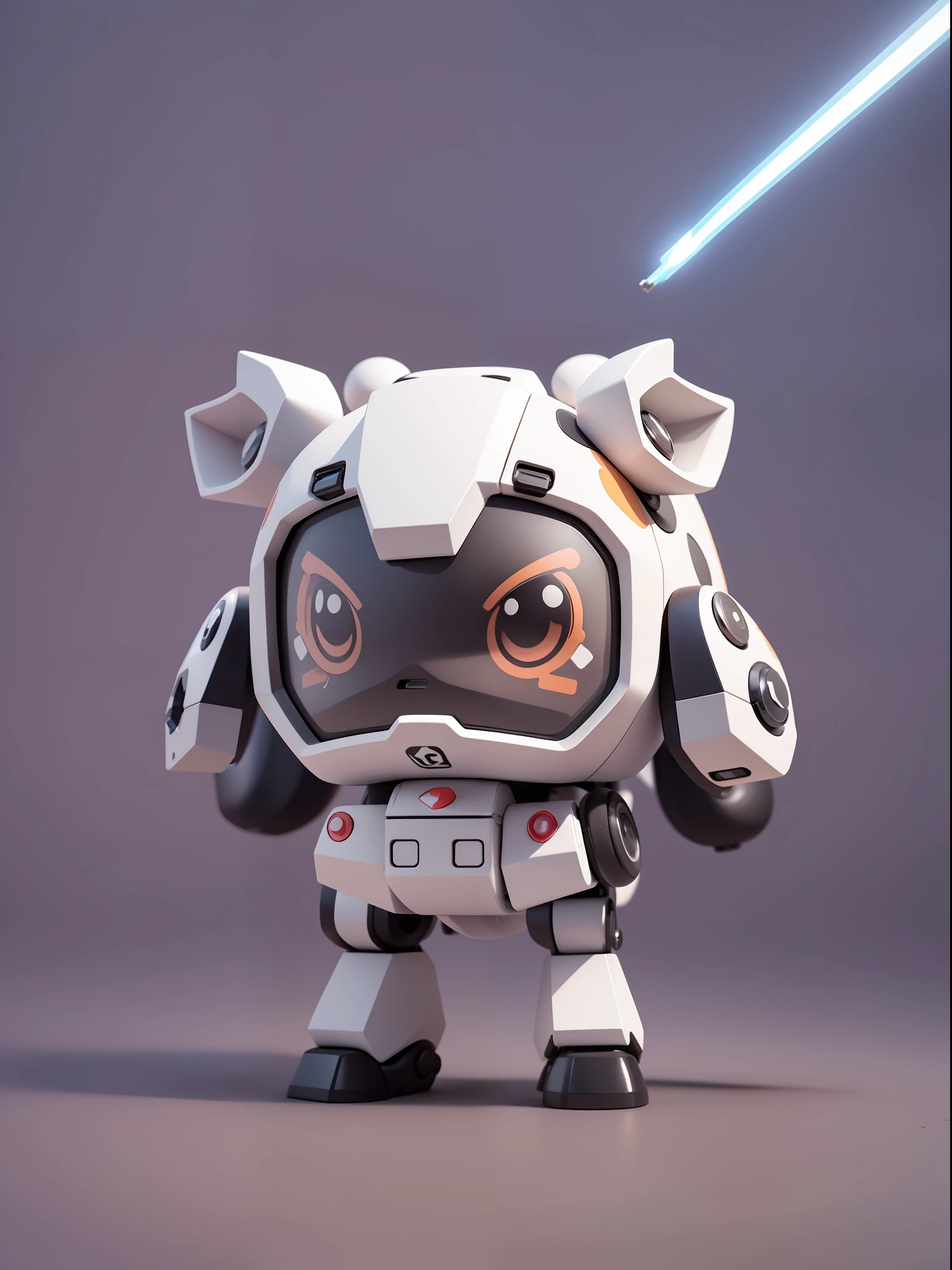 (Mechanical Cow: 1.331), (Cow Nose), (Mechanical Cow Tail), (Cow Nose Ring), Cute Style, Small, Big Head, 3D Rendering, ((Q Version)), Pokémon Style, Machine Style, Cinematic Texture, Figures, Pokémon, Movie Lights, Heavy Robotic Arm, Mechanical Belly, Mechanical Legs, Mechanical Feet, Mechanical Feeling, Background Surround Lightning, Lightning, Cool, Clean White Background, Ray Tracing, Premium Colors, Full Body 3D Model, Action, Stylish Blind Box Toys. (fill body:1.2)，chibi