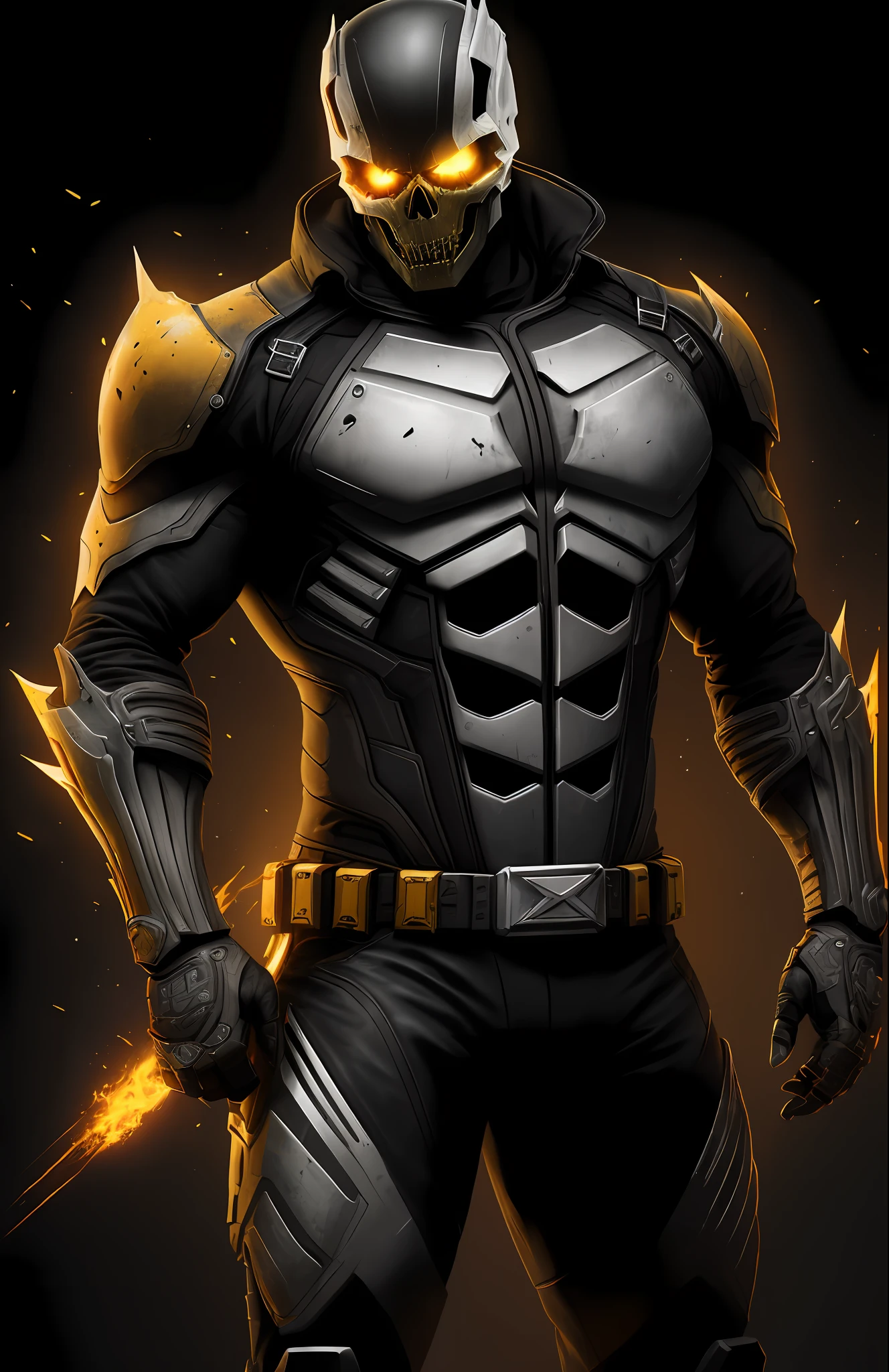(dark shot: 1.1), epic realistic, Horseman of the Apocalypse Ghost Rider from Marvel, yellow gradient, black, brown and magenta color scheme, grunge aesthetic!!! graffiti tag wall background, art by Greg Rutkowski and artgerm, soft cinematic light, Adobe Lightroom, darkroom, HDR, intricate, highly detailed, (depth of field: 1.4), faded, (neutral colors: 1.2), (hdr: 1.4), (muted colors: 1.2), hyper-detail (artstation: 1.4), cinematic, warm light, dramatic light (complex details: 1.1)