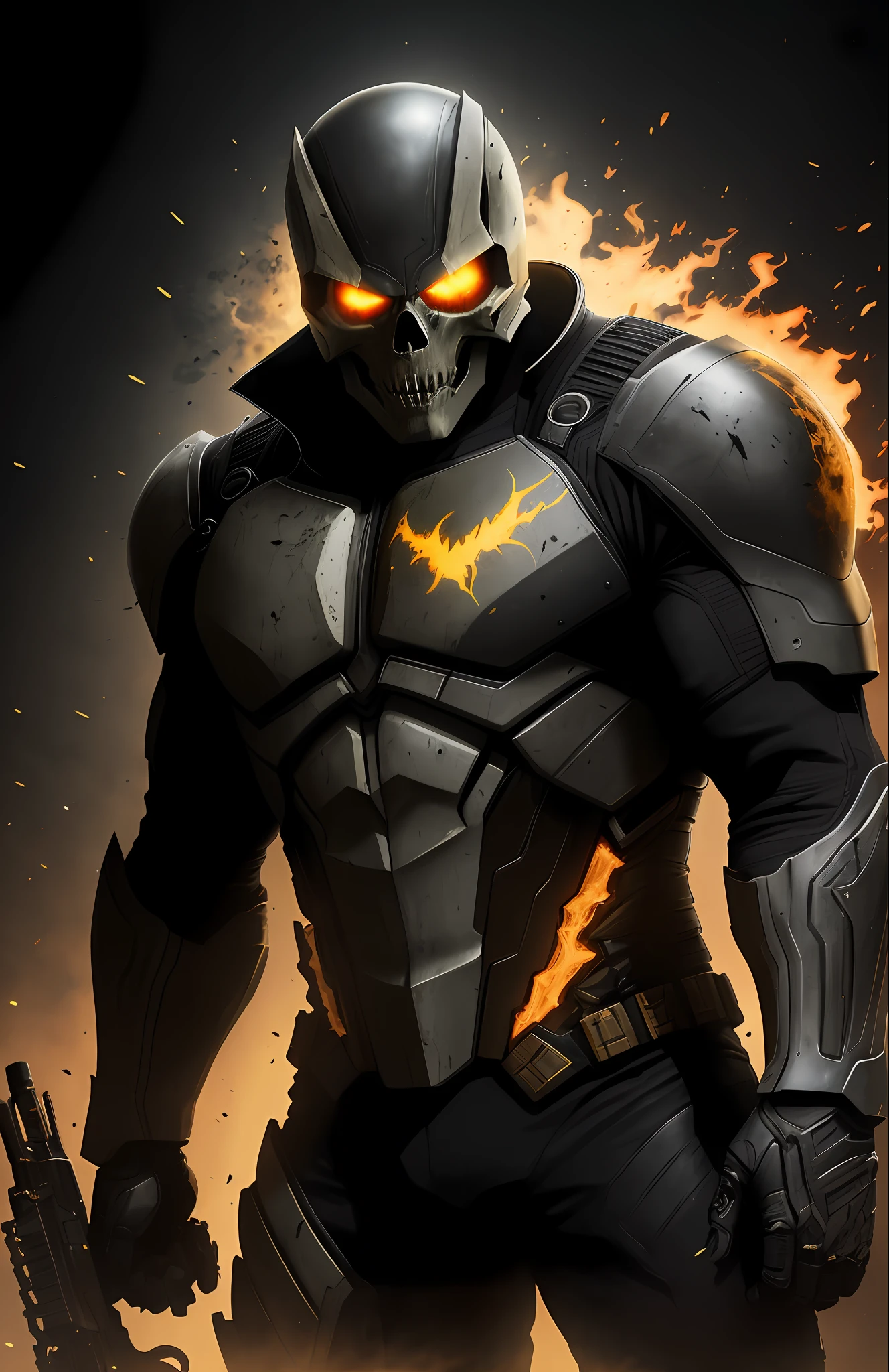 (dark shot: 1.1), epic realistic, Horseman of the Apocalypse Ghost Rider from Marvel, yellow gradient, black, brown and magenta color scheme, grunge aesthetic!!! graffiti tag wall background, art by Greg Rutkowski and artgerm, soft cinematic light, Adobe Lightroom, darkroom, HDR, intricate, highly detailed, (depth of field: 1.4), faded, (neutral colors: 1.2), (hdr: 1.4), (muted colors: 1.2), hyper-detail (artstation: 1.4), cinematic, warm light, dramatic light (complex details: 1.1)