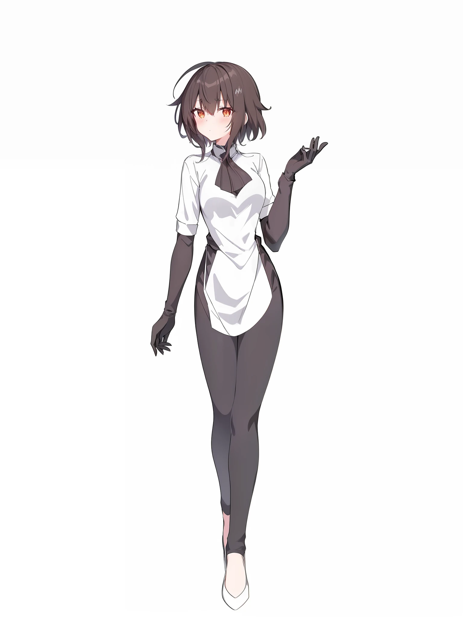 anime character with a white shirt and black pants, yandere. tall, female protagonist 👀 :8, makoto, ( waitress ) girl, kantai collection style, rin, single character full body, anime moe artstyle, sayori, yandere, makoto shinka, gapmoe yandere, official character art, various pose, full body!!