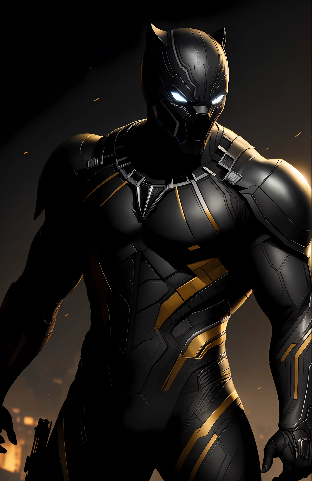 (dark shot: 1.1), epic realistic, God Black Panther from Marvel, yellow gradient, black, brown and purple color scheme, grunge aesthetic!!! graffiti tag wall background, art by Greg Rutkowski and artgerm, soft cinematic light, Adobe Lightroom, darkroom, HDR, intricate, highly detailed, (depth of field: 1.4), faded, (neutral colors: 1.2), (hdr: 1.4), (muted colors: 1.2), hyper-detail (artstation: 1.4), cinematic, warm light, dramatic light (complex details: 1.1)