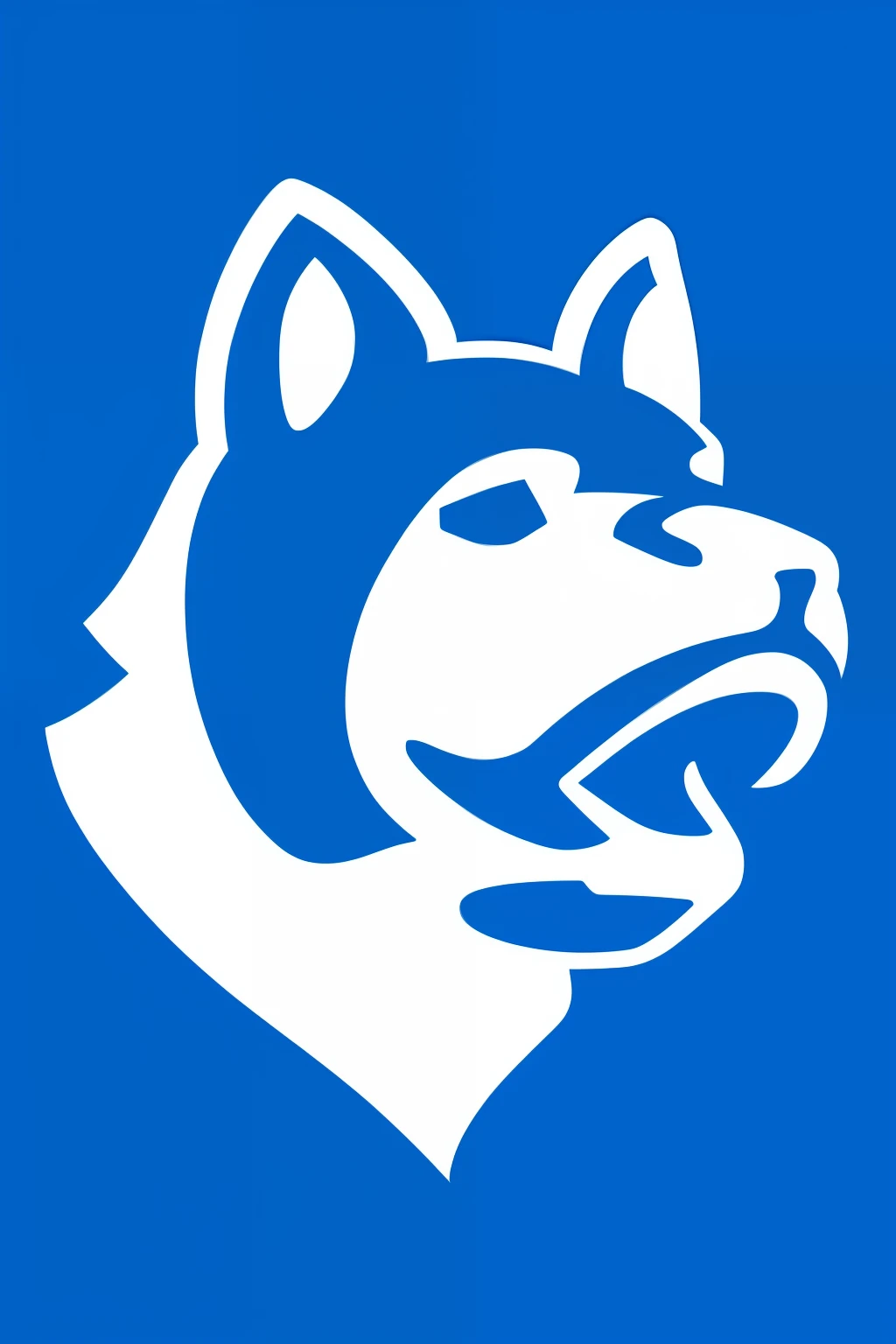 dog head, logo, blue background, very small image, flat, simple
