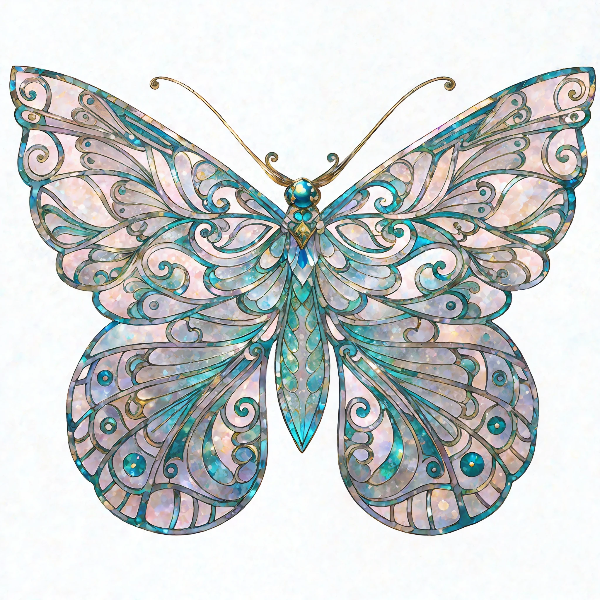 Rainbow color, flying insect, scale, wing, blue, textured, complex, gorgeous, shadow, light pastel color, highly detailed, decorative style, Tim Burton, Dale Chihuli, Xiaolongcheng, Cyril Rolando, author hour gigue, bright gold, rainbow gold leaf, gold dust, sparkle, diamond, crystal, rainbow, gold dust, gold leaf, bright gold, universe, milky way, starry sky, (traditional Chinese color matching, Traditional Chinese pattern: 1.5), Baoxiang flower, William Morris, (filigree lace, and detailed details, masterpiece, gold artwork: 1.5) (gold art frame, inlaid stained glass, bright light: 1.5) (lineart: 1.5) (dark border, bright stained glass)