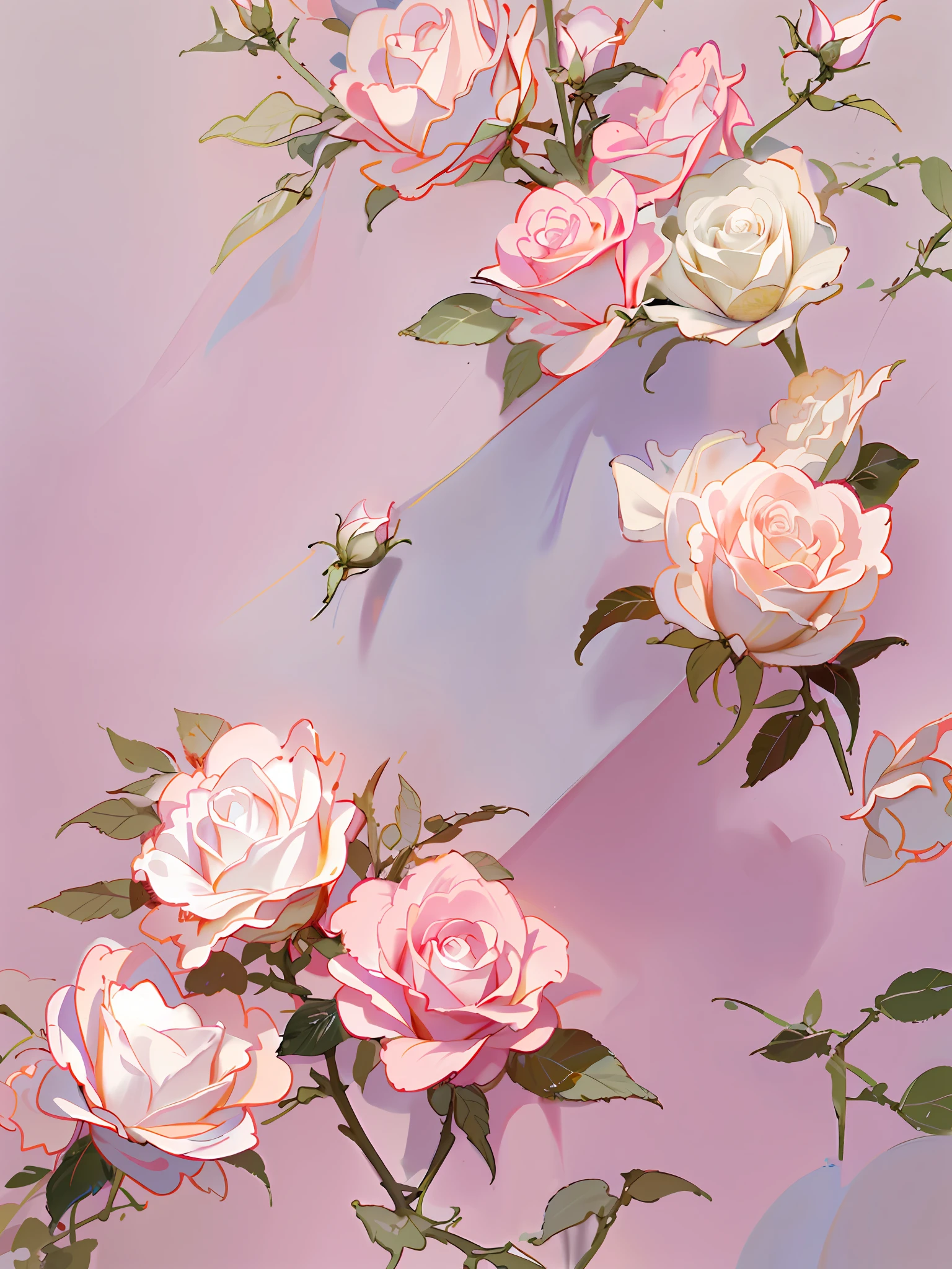 floral artwork association, rose background, rose background, pastel rose, cg society, rose, pastel color, pastel flower background, realistic illustration, inspired by Cheng Yanjun, flower background, Ayami Kojima, rose in the movie light, 🌺 by Cheng Yanjun