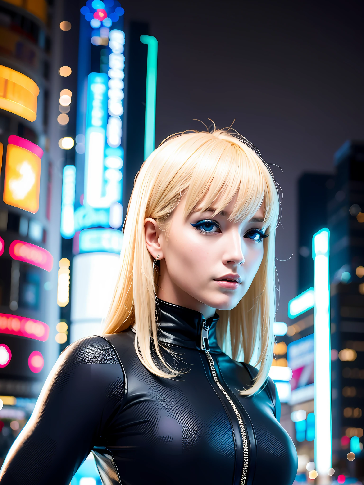 Cyberpunk style, a blonde woman,